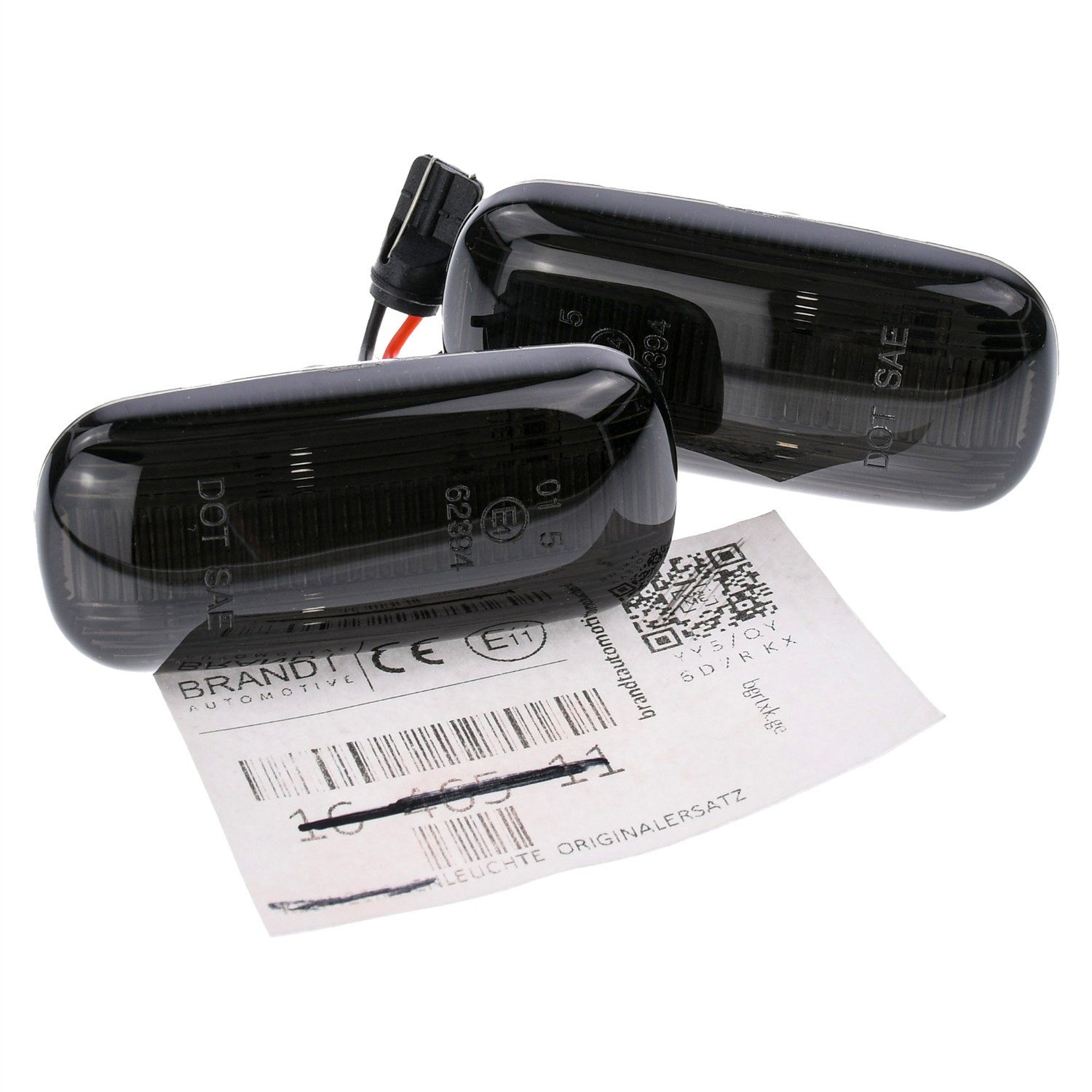 BRANDT AUTOMOTIVE KFZ-Ersatzleuchte Auto Seitenblinker Set LED Kotflügel Blinker + Kabel Schwarz, für Audi A3 8P (09.04-03.13); A4 Avant 8E (04.01-06.08); A4 Cabrio...