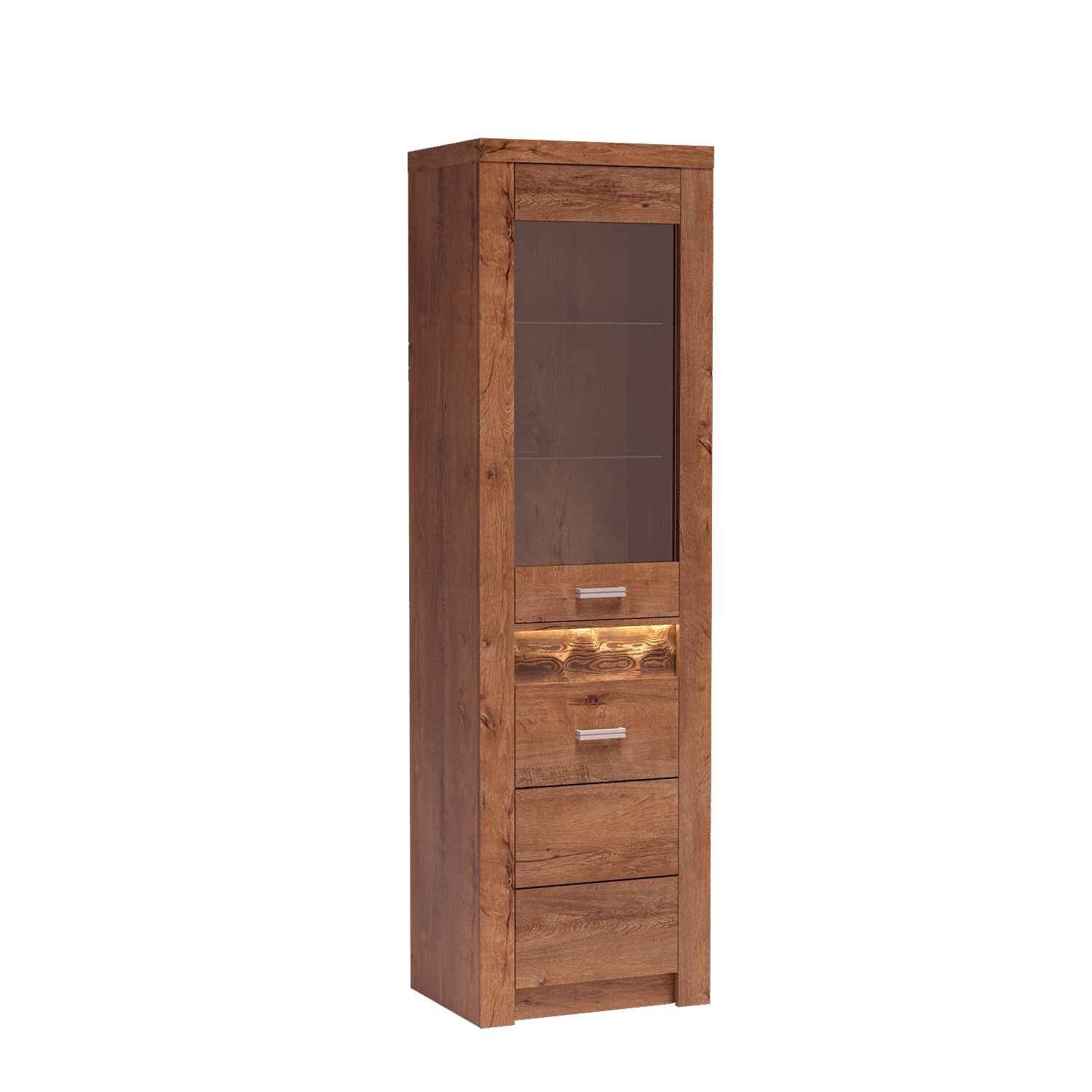 Masseno Glasvitrine ZERI 192 x 56 cm Vitrine Vitrinenschrank mit 2 Türen Braun