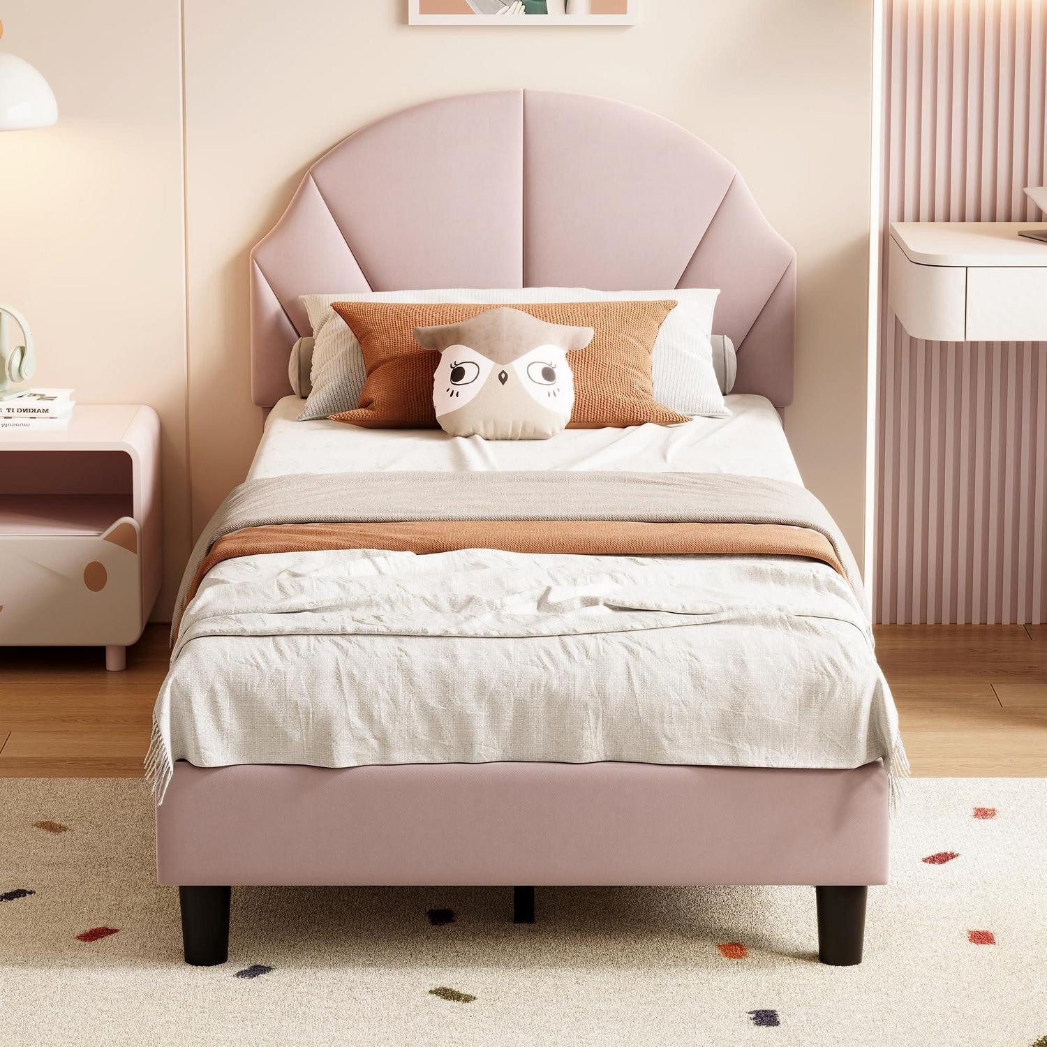 LuxusKollektion Prinzessinbett Kinderbett Prinzessin Rosa 90x200 Samt höhenverstellbar