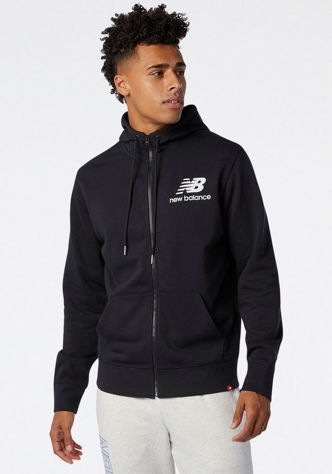 New Balance Sweatjacke NB ESSENTIALS STACKED LOGO FULL ZIP JACKET, Weiche  Sweatware mit Rippbündchen