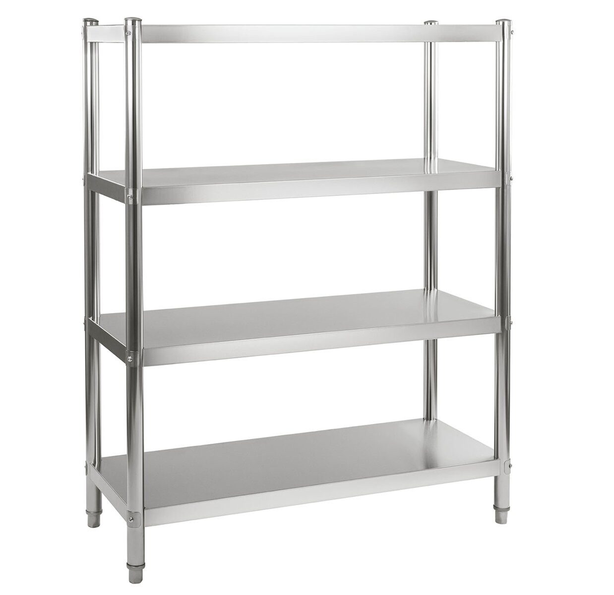 GastroHero Standregal Edelstahl Lagerregal 200x50 Gastro Regal 4 Böden 180 cm, Chrom-Nickel-Stahl, Tragkraft 70 kg pro Boden, Selbstmontage