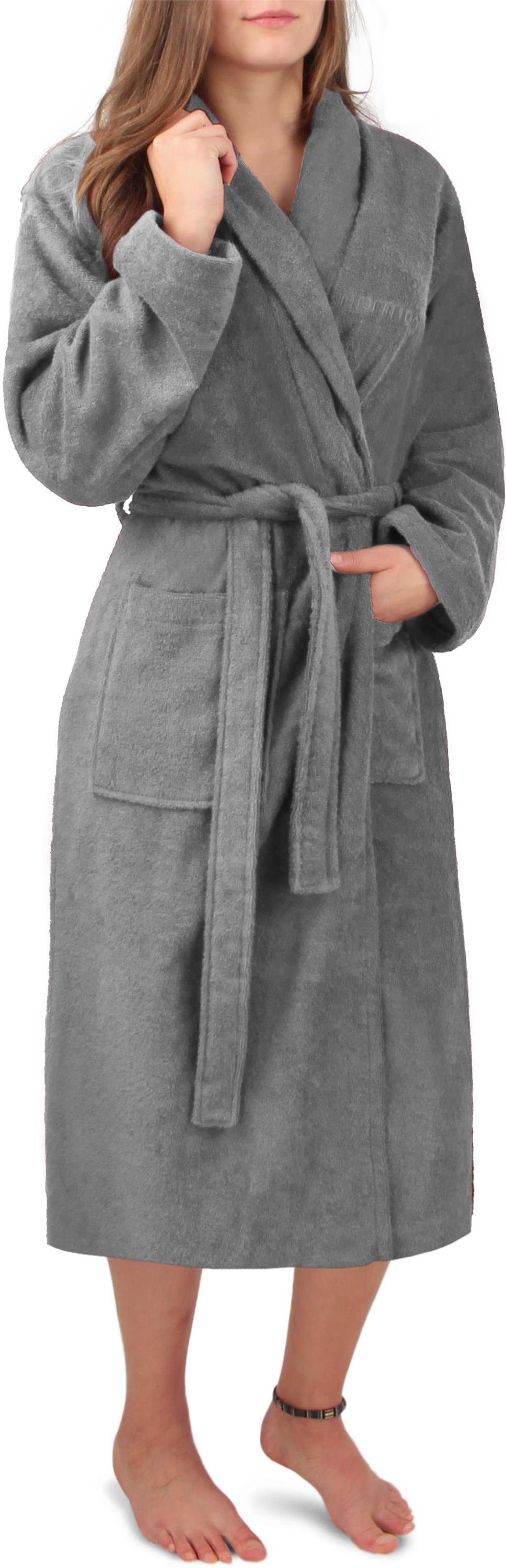 NORMANI Damenbademantel Damen Premium Bademantel Basic 122, Baumwolle, Schalkragen, Bindegürtel, Saunamantel aus weicher Baumwolle mehr
