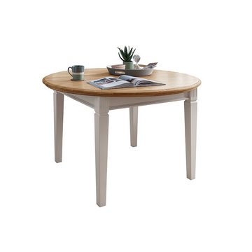 Lomadox Esszimmer-Set ESBJERG-69, (Spar-Set, 6-St), Kiefer weiß lackiert mit Eiche geölt, Landhausstil, inkl. Beleuchtung