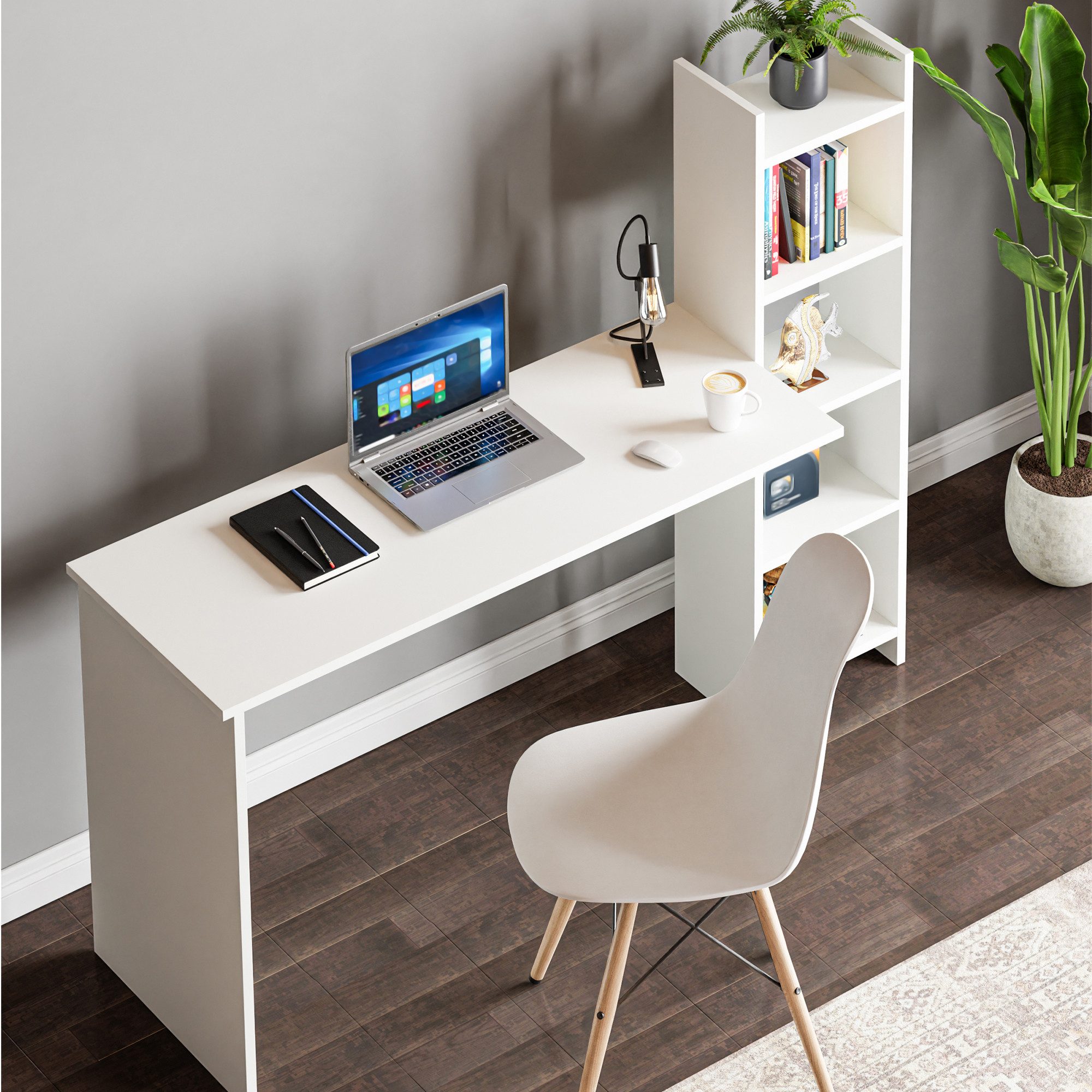 en.casa Regal-Schreibtisch, »Chagtuniejle« 150 x 45 x 120 cm Weiß