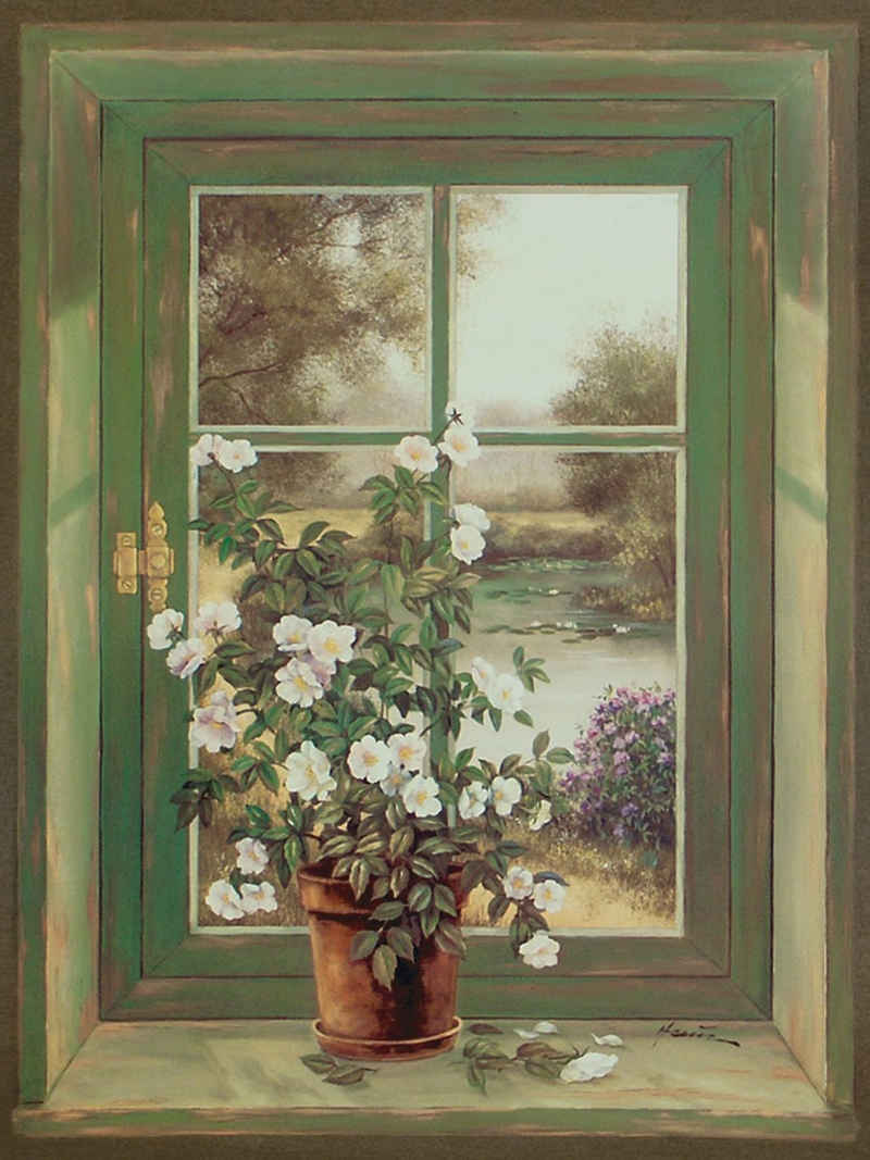 Home affaire Leinwandbild A. Heins: Wildrosen am Fenster, 57/79 cm