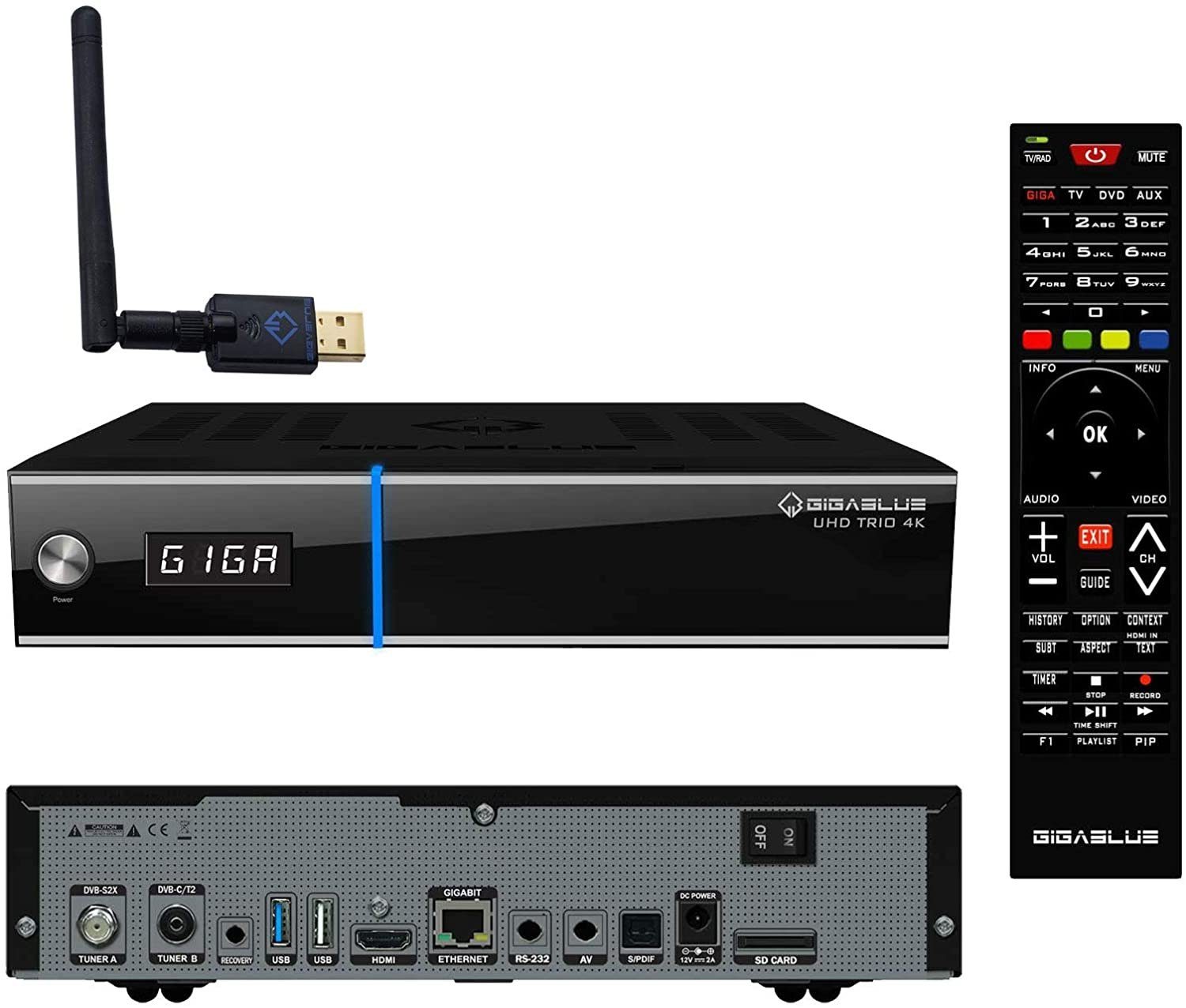 SAT-Receiver Gigablue UHD + DVB-T2/C inklusive 600 Combo Mbits 4K Trio GigaBlue DVB-S2X