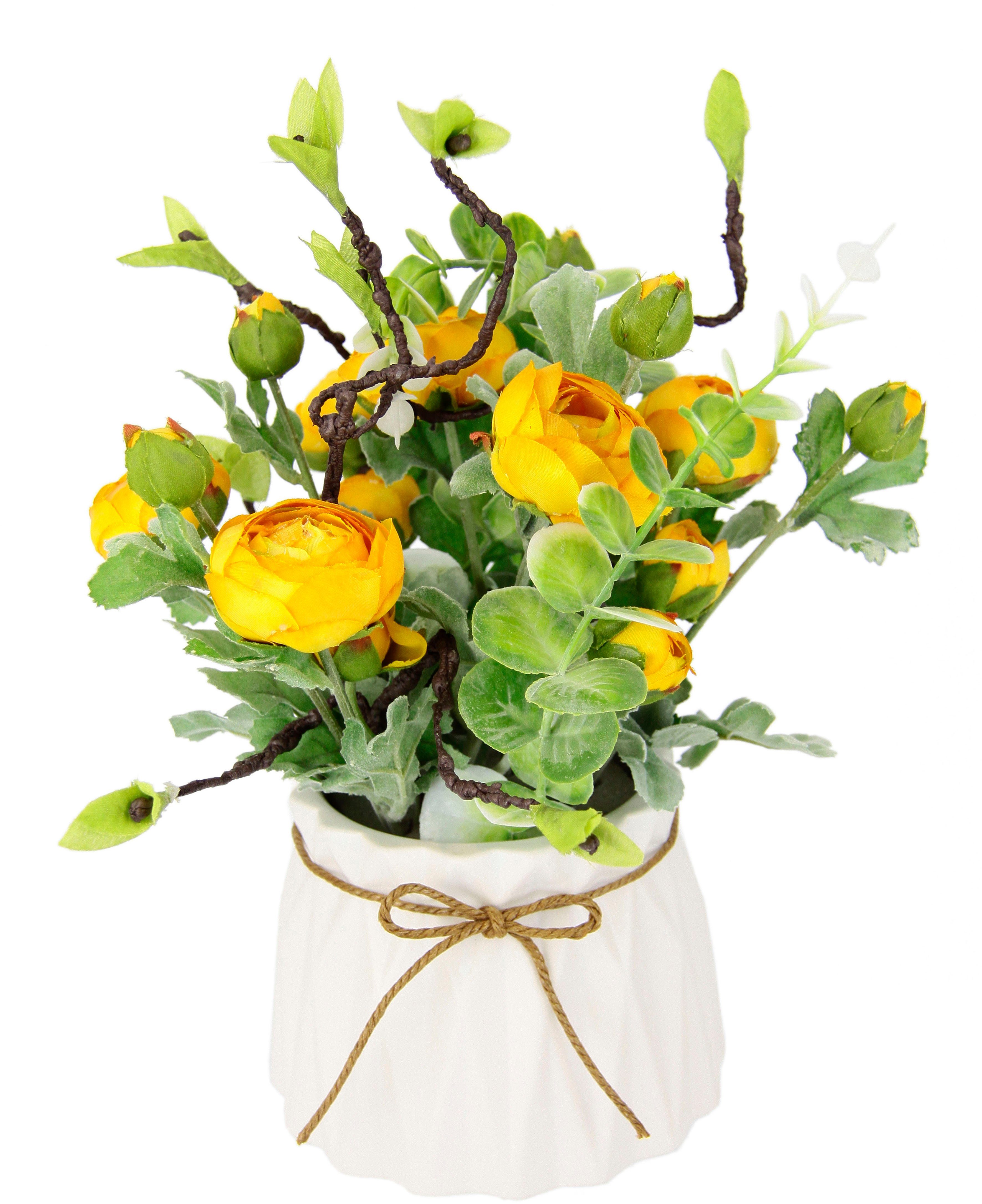 Kunstblume Ranunkeln, I.GE.A., Frühlingsblume cm, Höhe Gesteck Keramik Künstliche Im Topf aus 28 Arrangement
