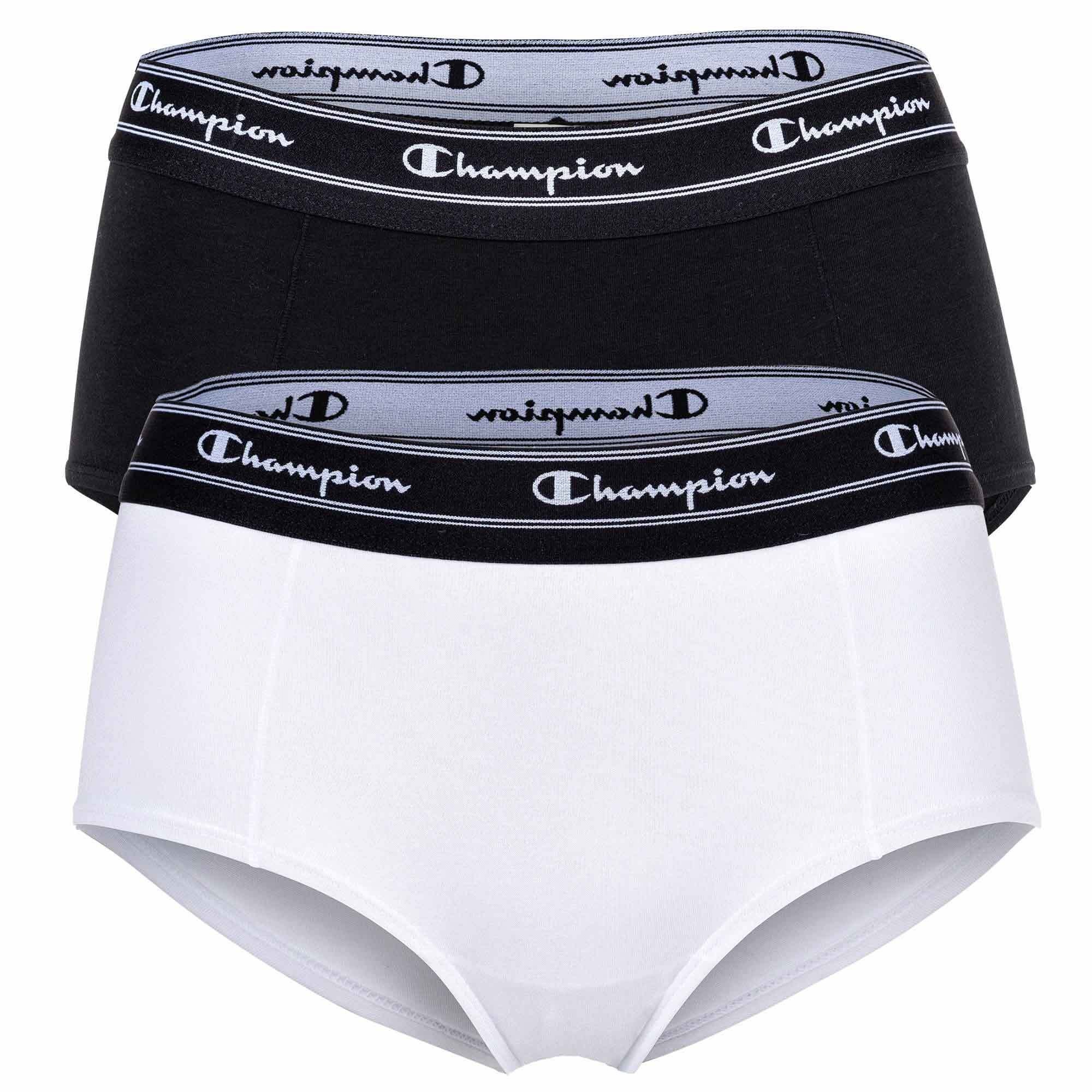 Champion Slip Damen Hipster 2er Pack - Pants, Logo-Bund Weiß/Schwarz