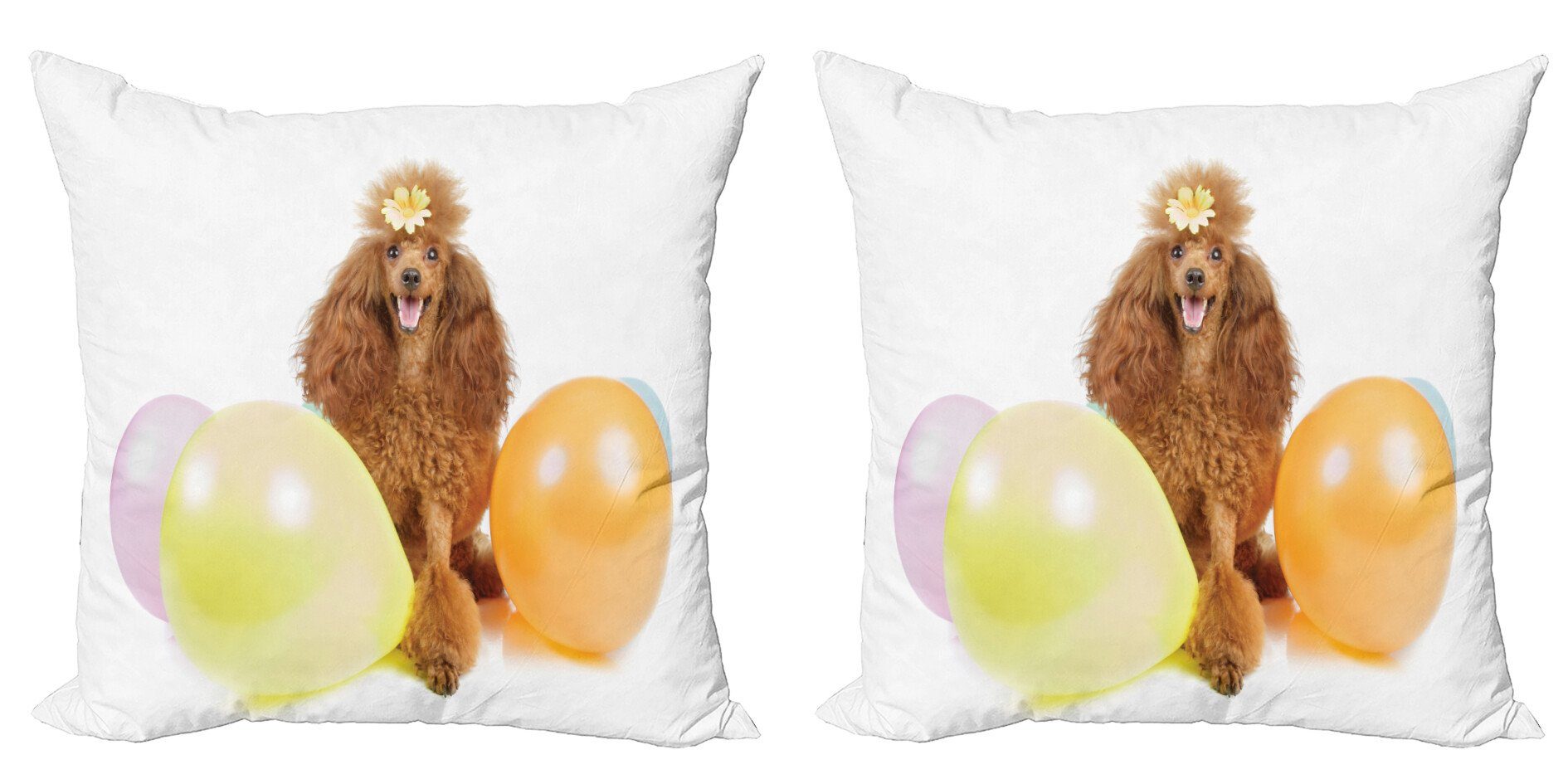 Kissenbezüge Modern Accent Doppelseitiger Digitaldruck, Party Abakuhaus Pudel Funny Dog machen Ballone (2 Stück)
