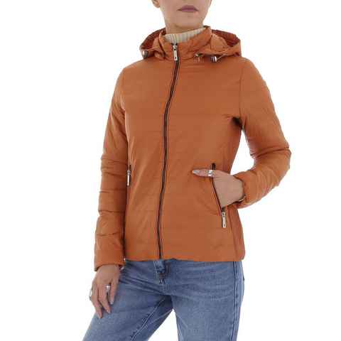 Ital-Design Steppjacke Damen Freizeit Kapuze (abnehmbar) Leicht gefüttert Übergangsjack in Orange