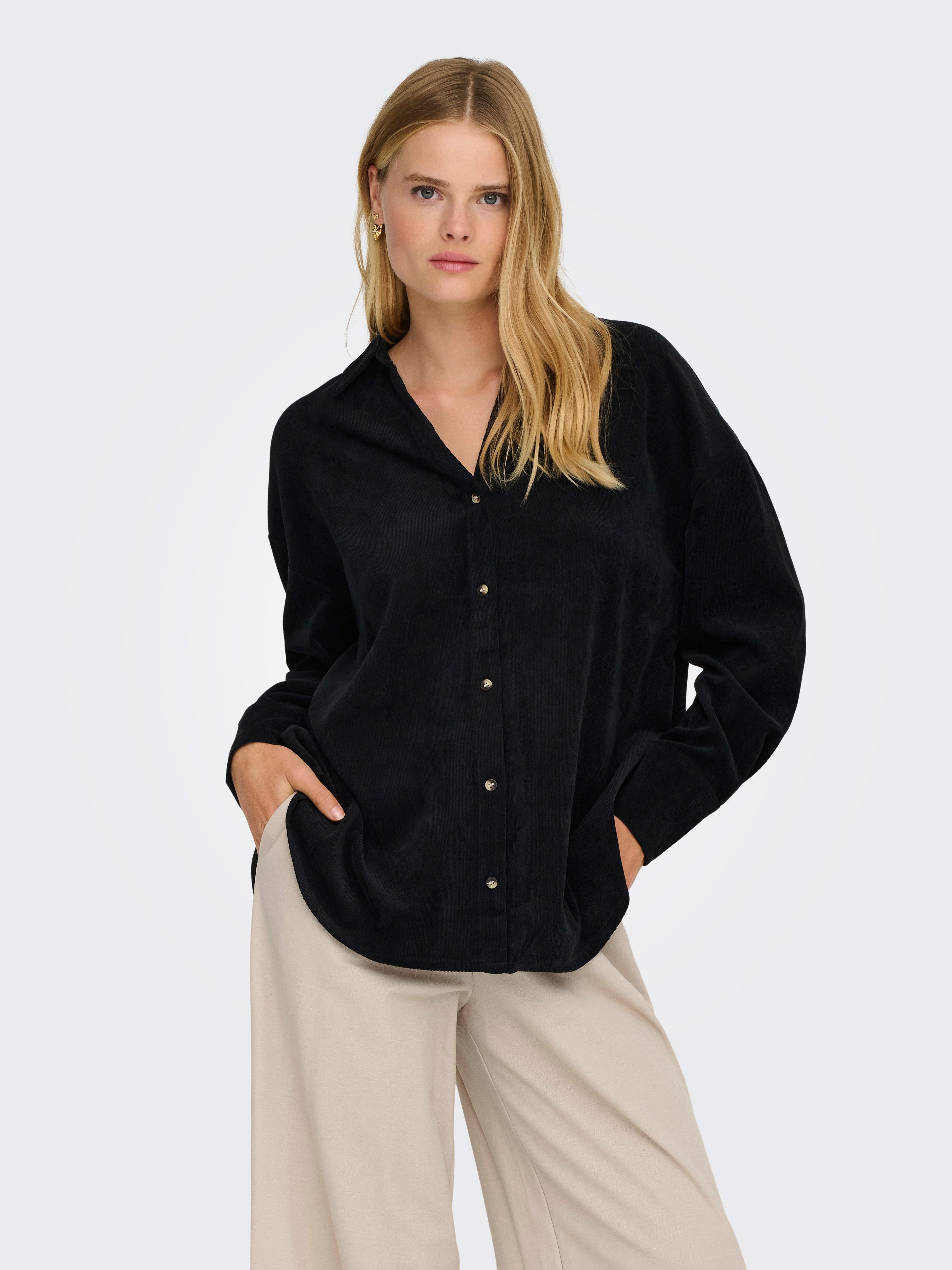 ONLY Langarmbluse ONLMARIKE LIFE L/S CORD LOOSE SHIRT PNT