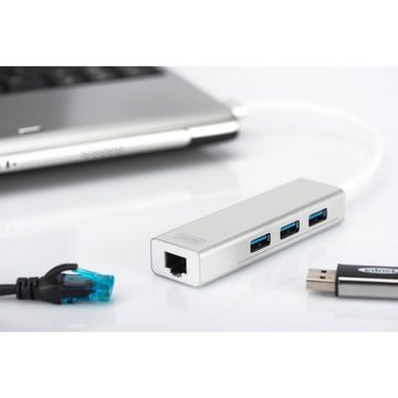 Digitus USB 3.0 3-Port Hub mit Gigabit LAN USB-Kabel