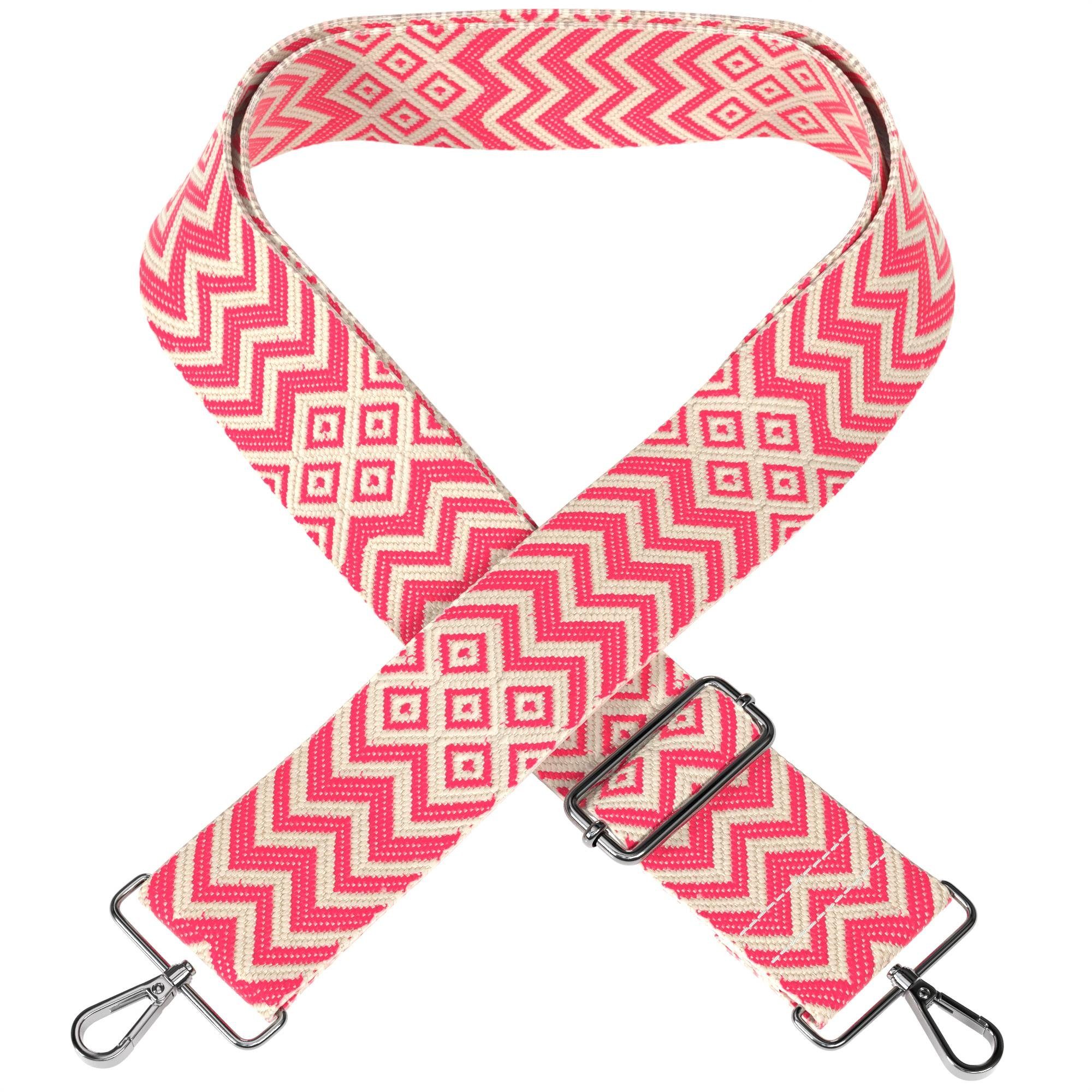 EAZY CASE Schulterriemen Taupe Schulterband Pink Silber / gemustert Pink Schultergurte Taschen Mix Boho Taschen Ersatzband Metall für - Handtaschenband für DIY