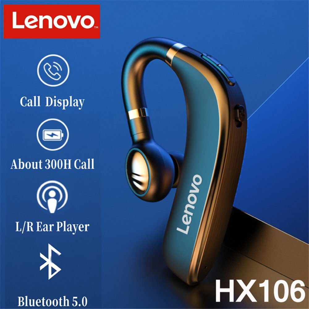 Wireless HX106 bis St., Bluetooth-Kopfhörer zu mit Schwarz) Akkulaufzeit (Bluetooth Touch-Steuerung 20 Lenovo Headset, Mikrofon mit - 5.0,