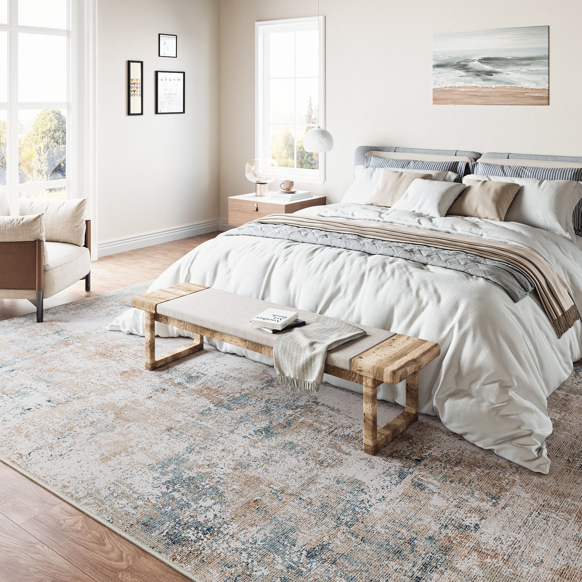 PURECOZY Teppich Verschiedene Größen, Waschbar & Rutschfest, abstrakter Stil, Rechteckig, Höhe: 6.1 mm, für Wohnzimmer, Schlafzimmer, Flur, Küche & Eingangsbereich
