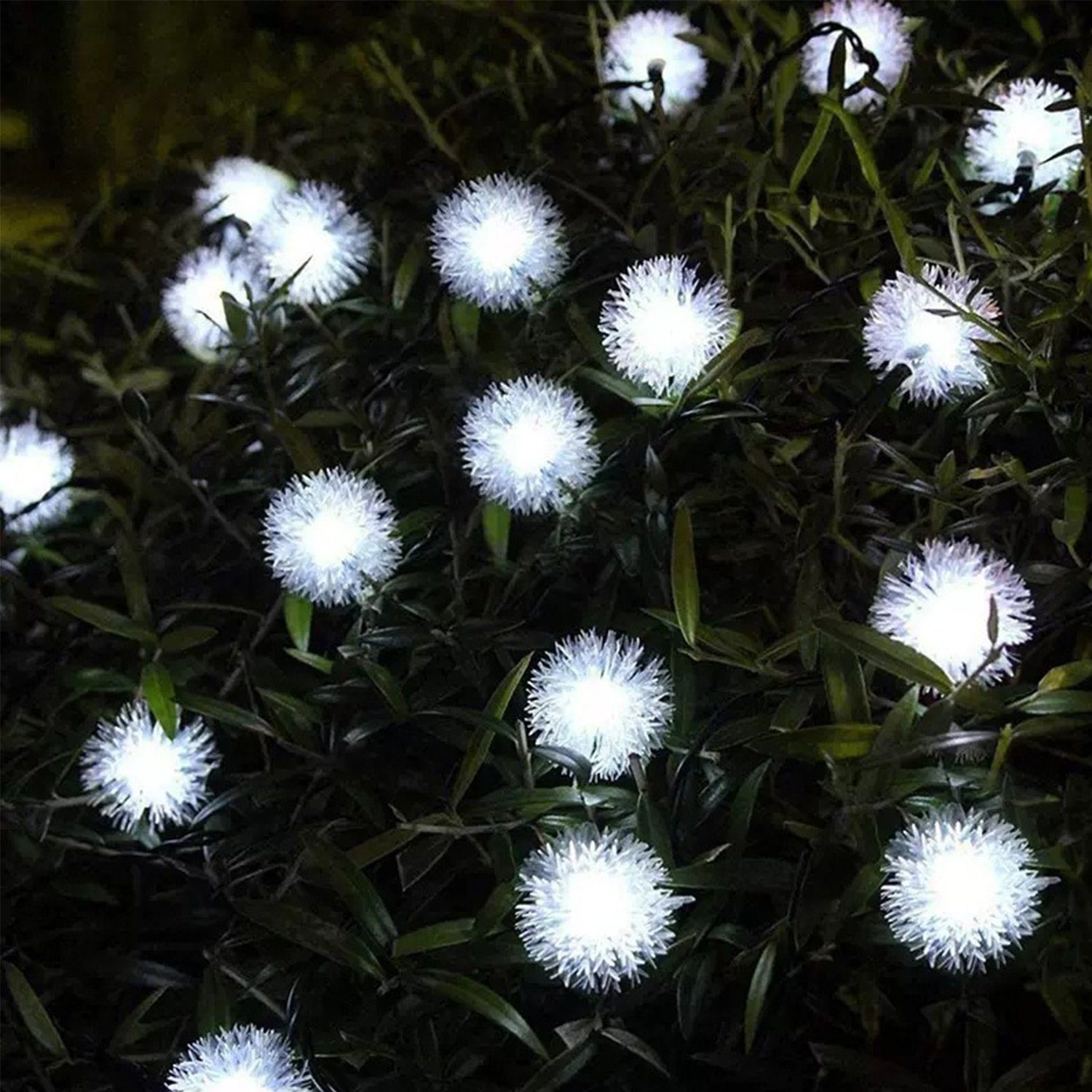 MAGICSHE Lichterkette 2pcs LED Solar Taraxacum Plüsch Ball Farbe Lampe, Lichter 6.5m 30, wasserdichter Entwurf IP65, Weihnachtsdekoration weißes Licht