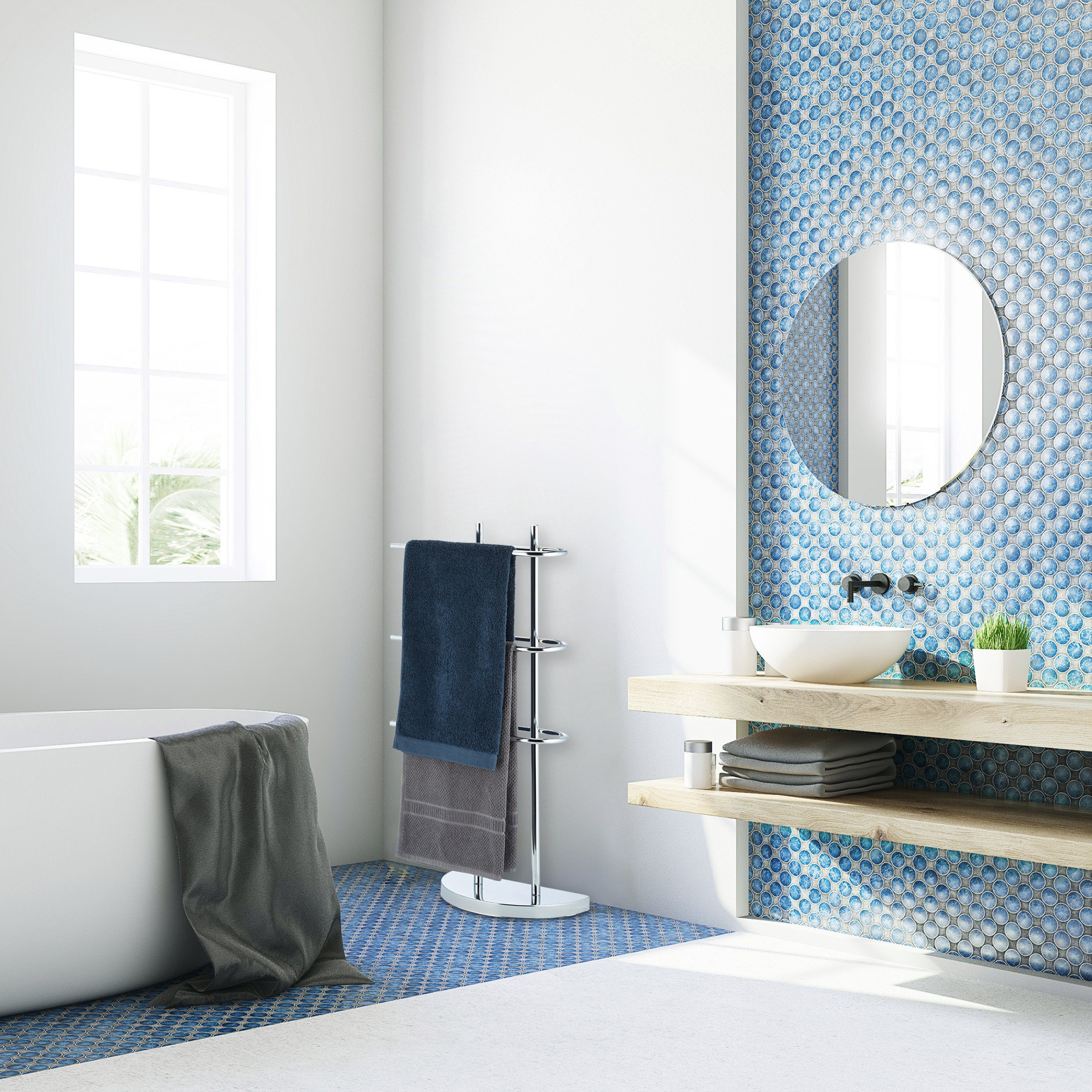 relaxdays Handtuchständer Handtuchhalter Chrom dreiarmig