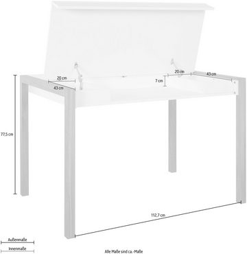 andas Esstisch Prenzlau, mit Arbeitsplatz und Stauraummöglichkeit