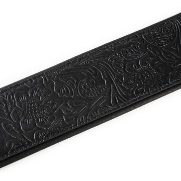 FAME Gitarrengurt, Strap Garment Leather Floral Black