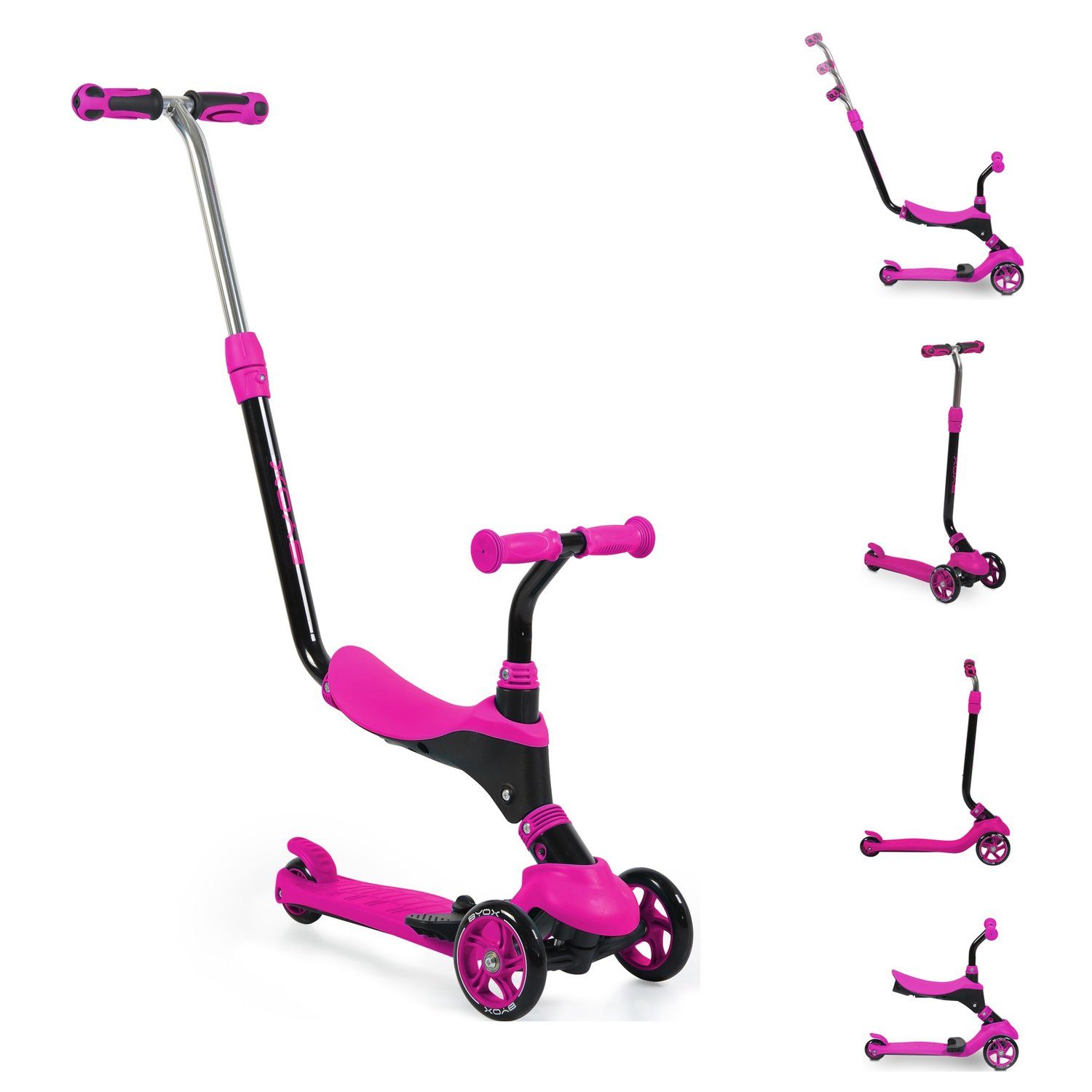 Rutscher Byox 3 in Roller Tristar ABEC-5 Räder 1, Schiebestange PU Cityroller Kinderroller pink