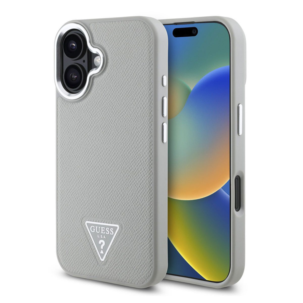 Guess Backcover Guess Grained Triangle Case MagSafe Apple iPhone 16 - Beige