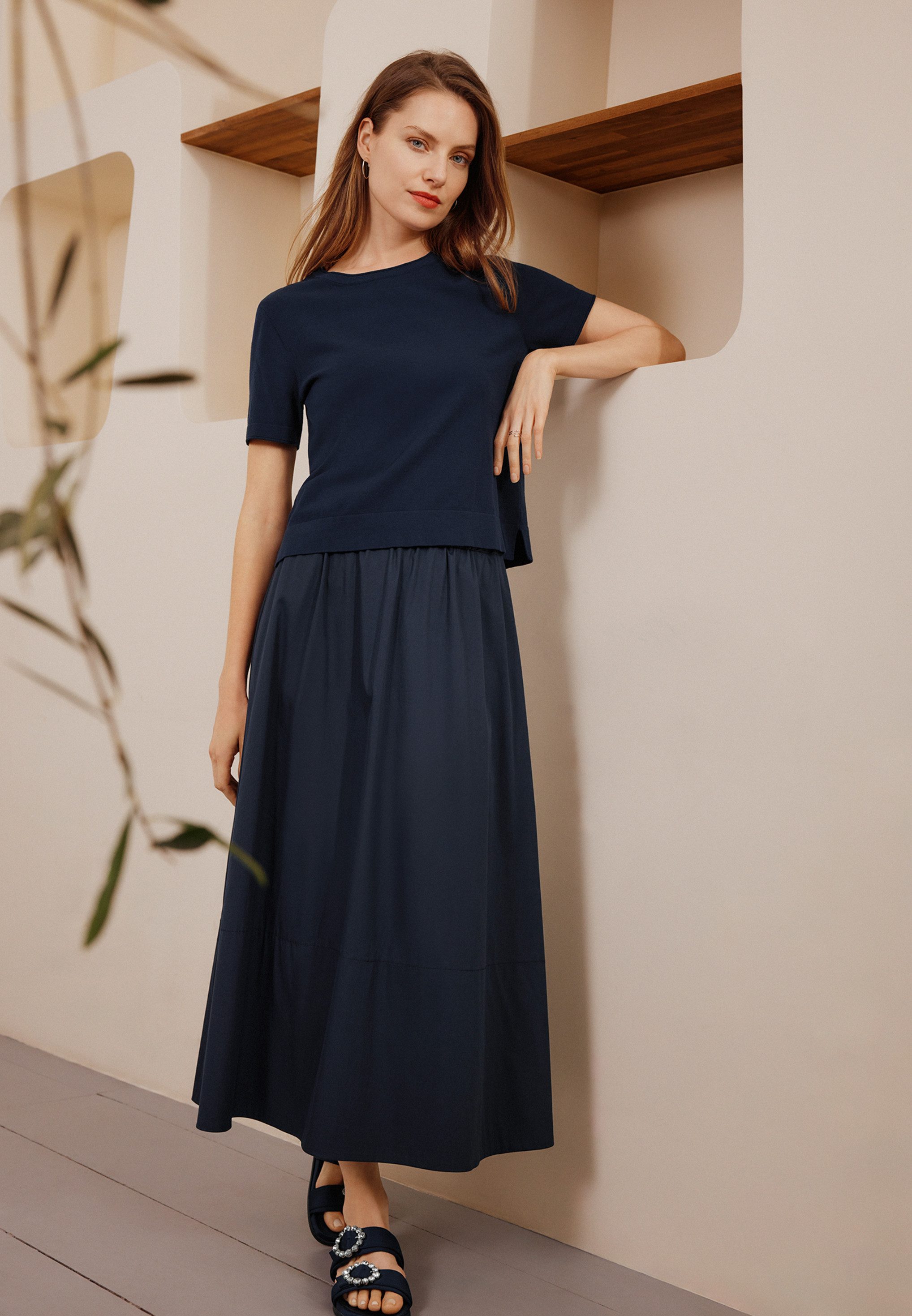 Vera Mont Kurzarmshirt Damen mit Rundhalsausschnitt (1-tlg) Struktur