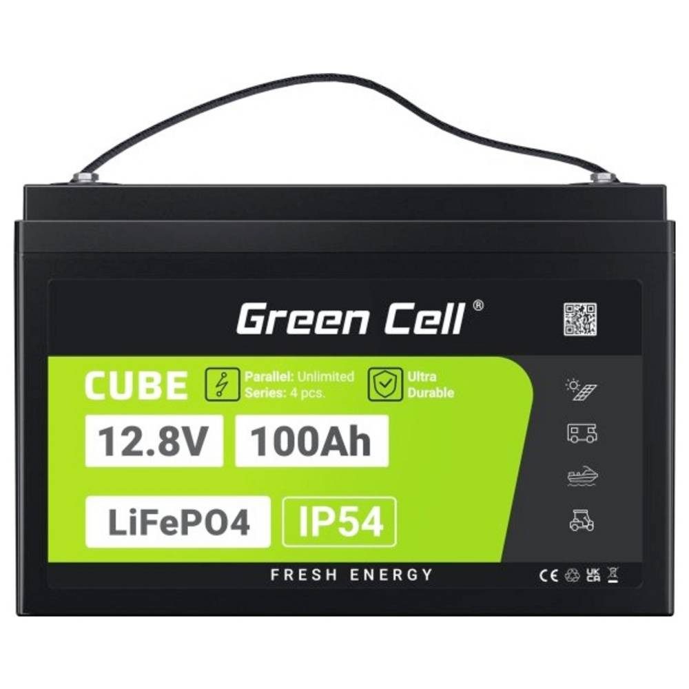Green Cell Akku 100Ah 12.8V 1280Wh Lithium-Eisen-Phosphat Batterie Akku, Schraubkontakt