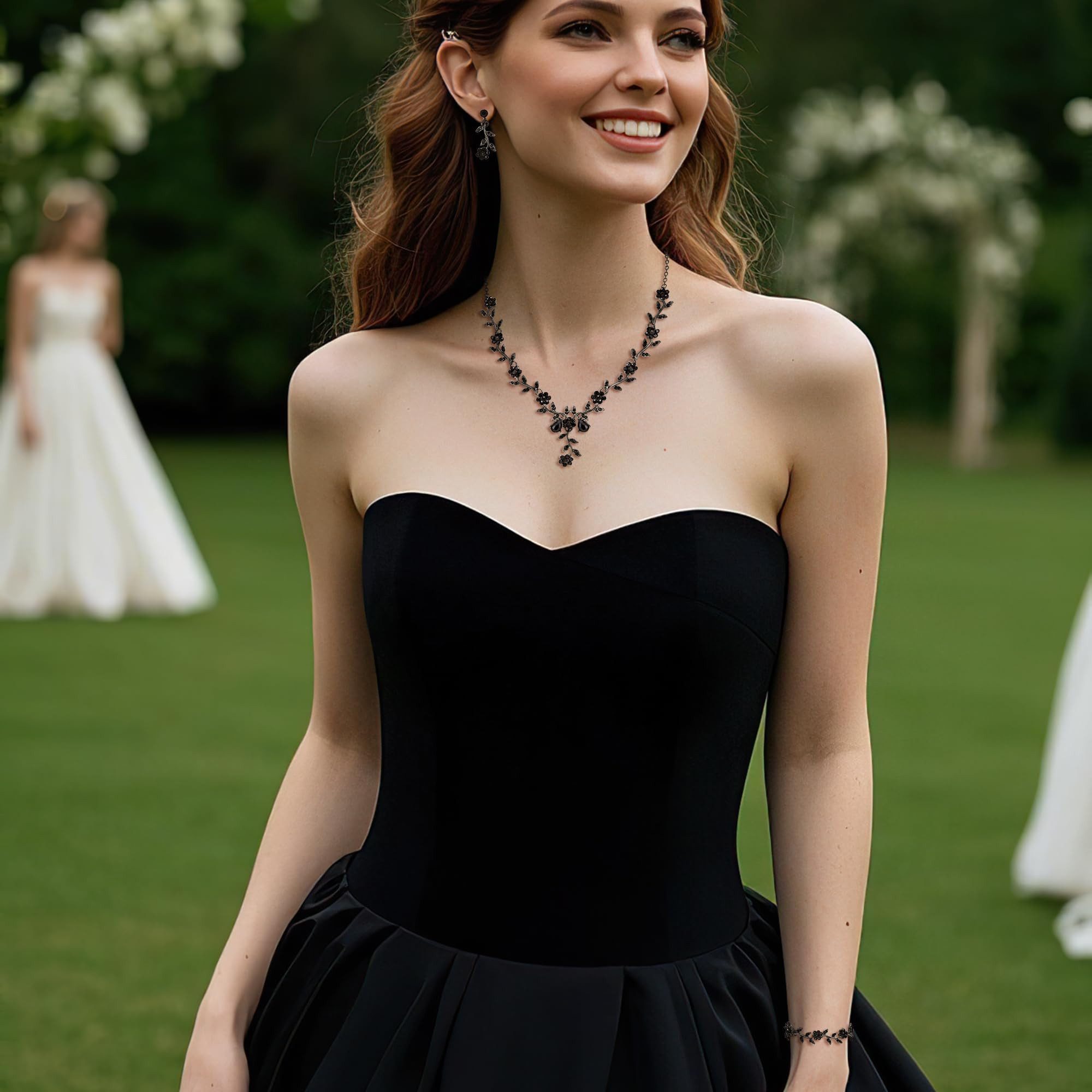 Zaewry Schmuckset Hochzeits-Schmuckset für Damen: Halskette und Armband, funkelndes Strass-Schmuckset