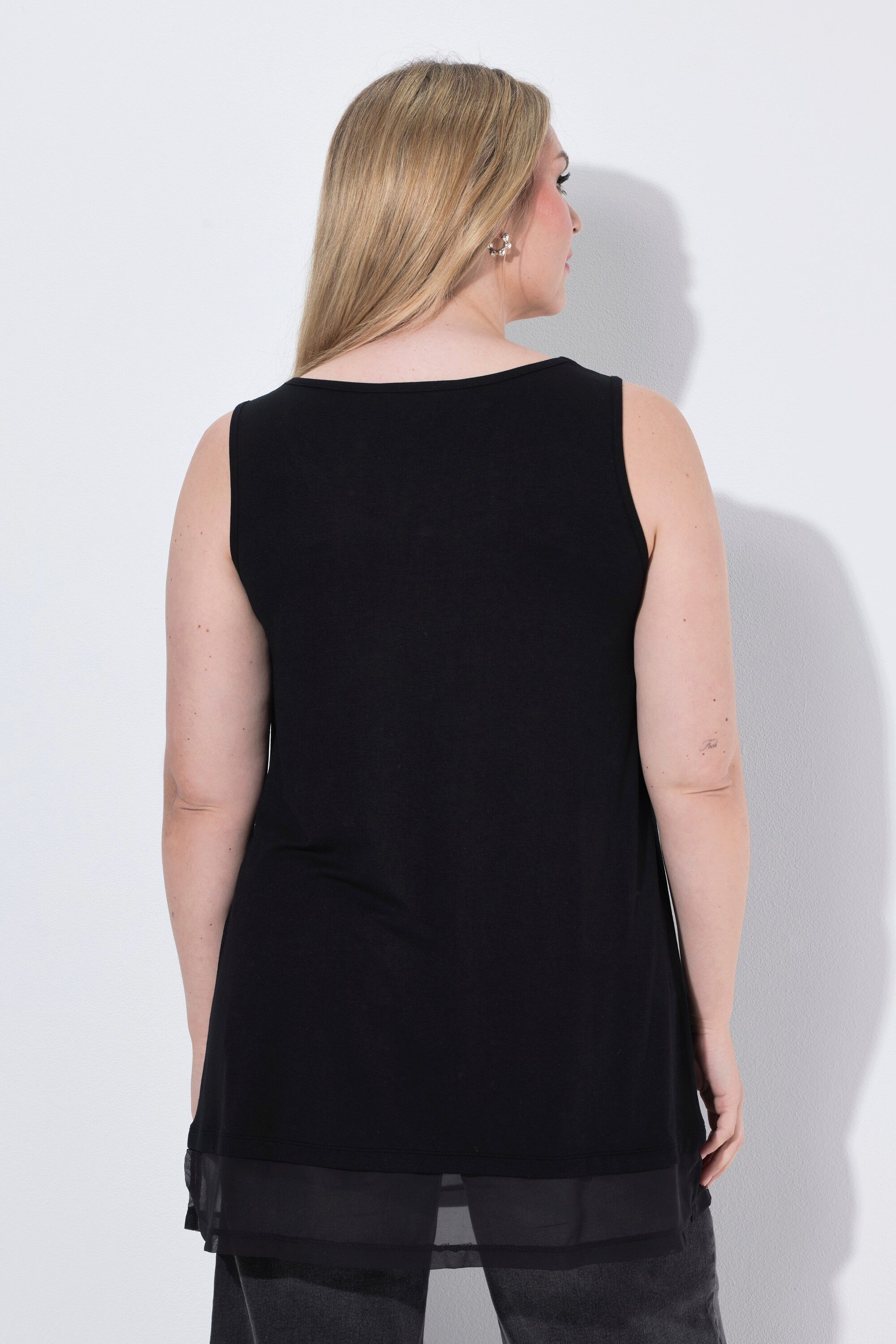 MIAMODA Longshirt Tanktop A-Linie Glitzer-Totenkopf Chiffon-Saum
