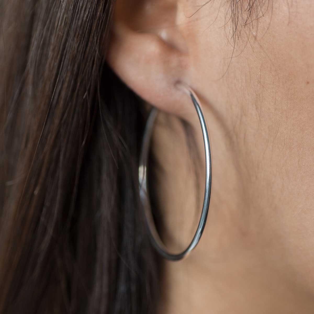 Materia Paar Creolen Silbercreolen Damen 60mm SO-323, aus 925 Sterling Silber