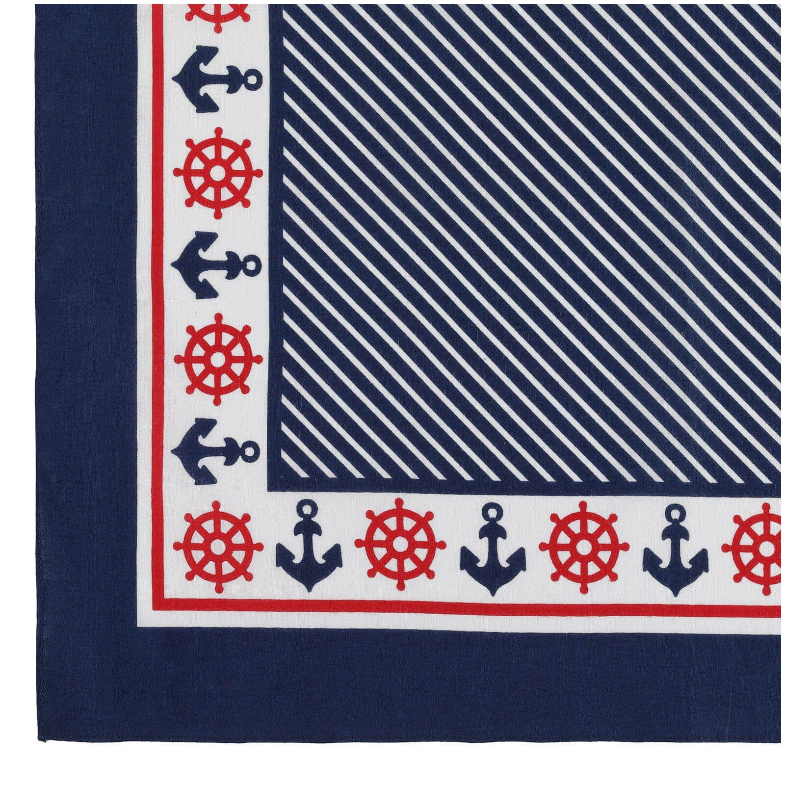 modAS Modetuch, Farben Steuerrad Vierecktuch Tuch Designs verschiedenen Bandana Blau Kopftuch 54x54 Baumwolle (80) Anker aus und in ca. cm