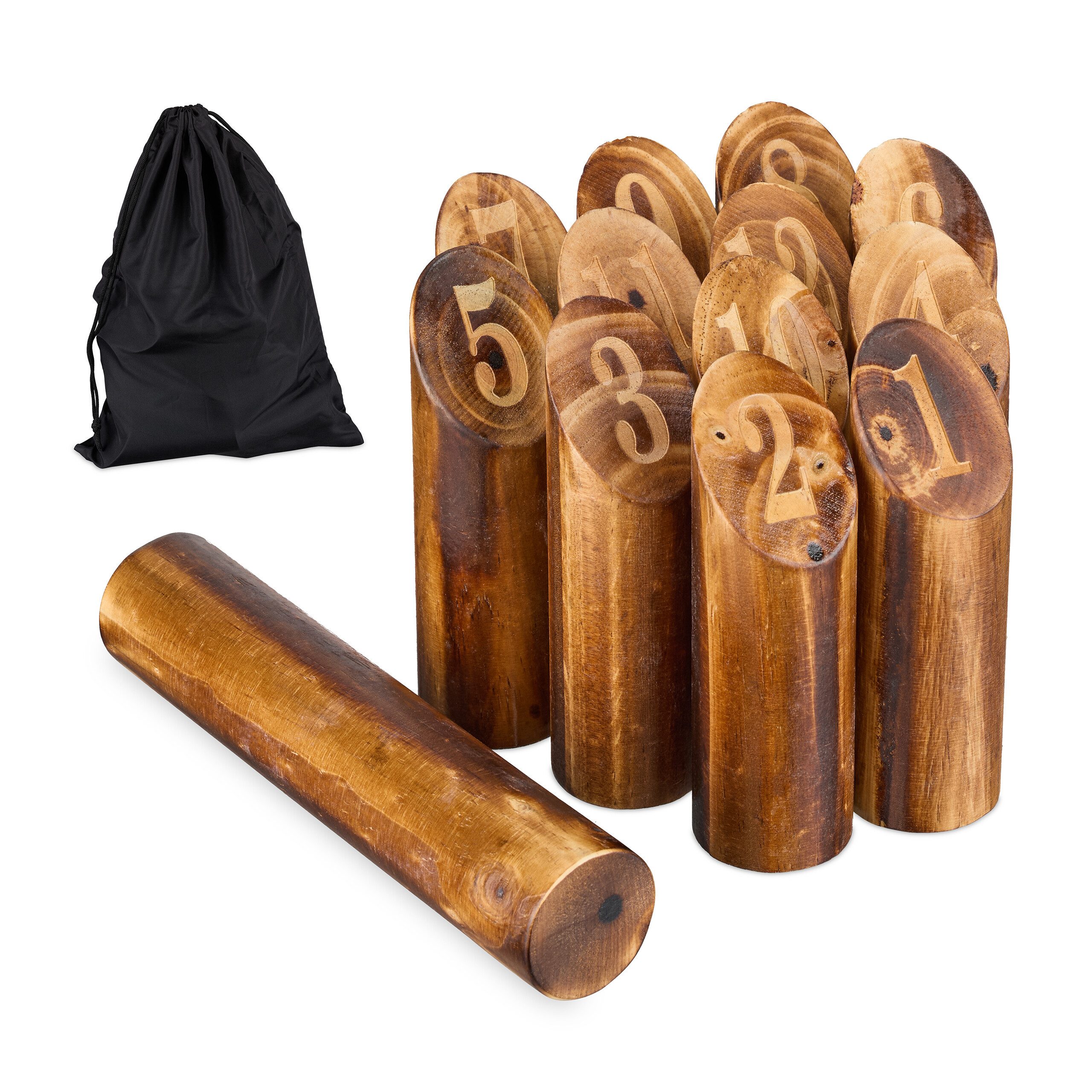 relaxdays Spielzeug-Gartenset Kubb Wikingerspiel mit Tasche, (15-tlg)