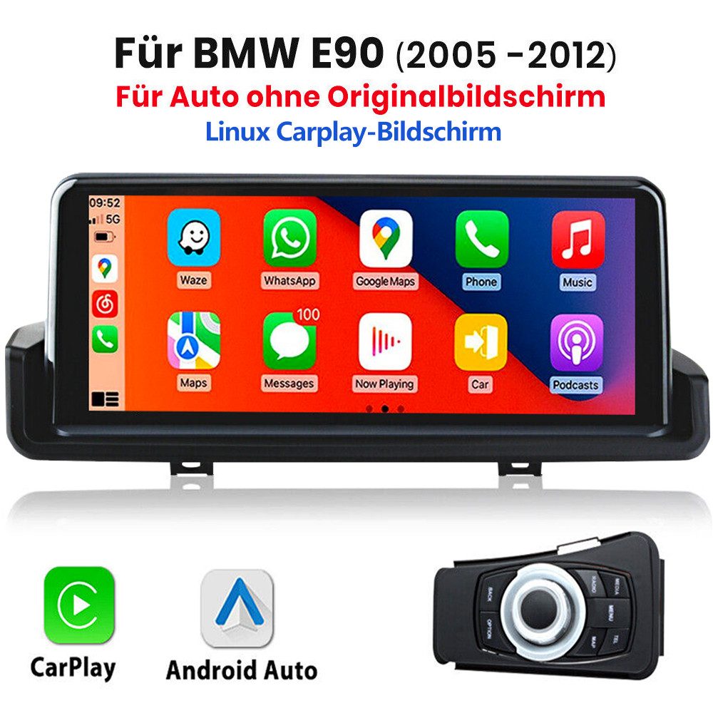 ESSGOO Für BMW E90 E91 E92 2005-2012 ohne System Linux CarPlay Bildschirm Autoradio (AAC, USB, Apple Carplay Android Auto Linux-Betriebssystem)