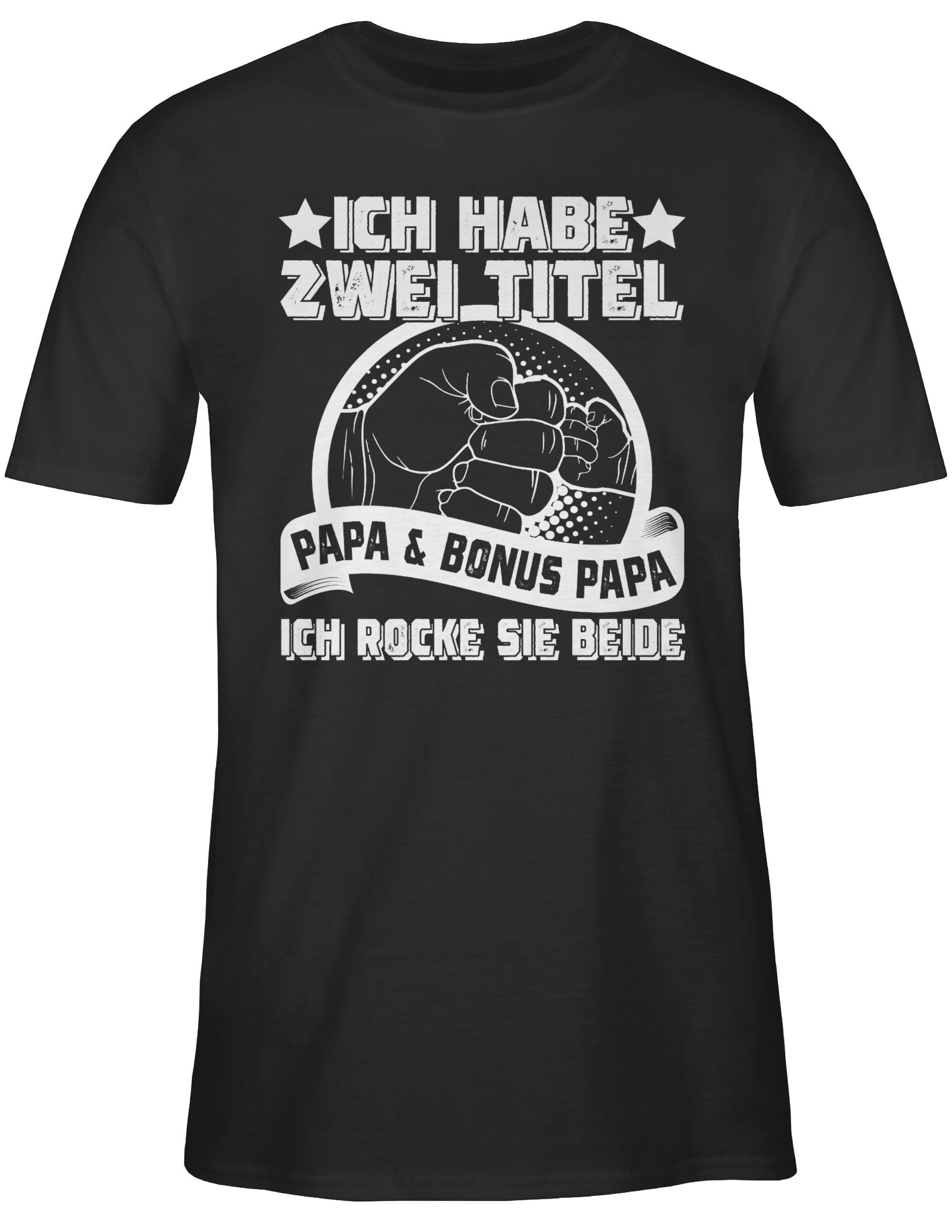 Titel - Shirtracer Stiefvater zwei Bonus Geschenk Schwarz I Bonuspapa Papa Ich für habe Vatertag 01 Papa T-Shirt Papa und