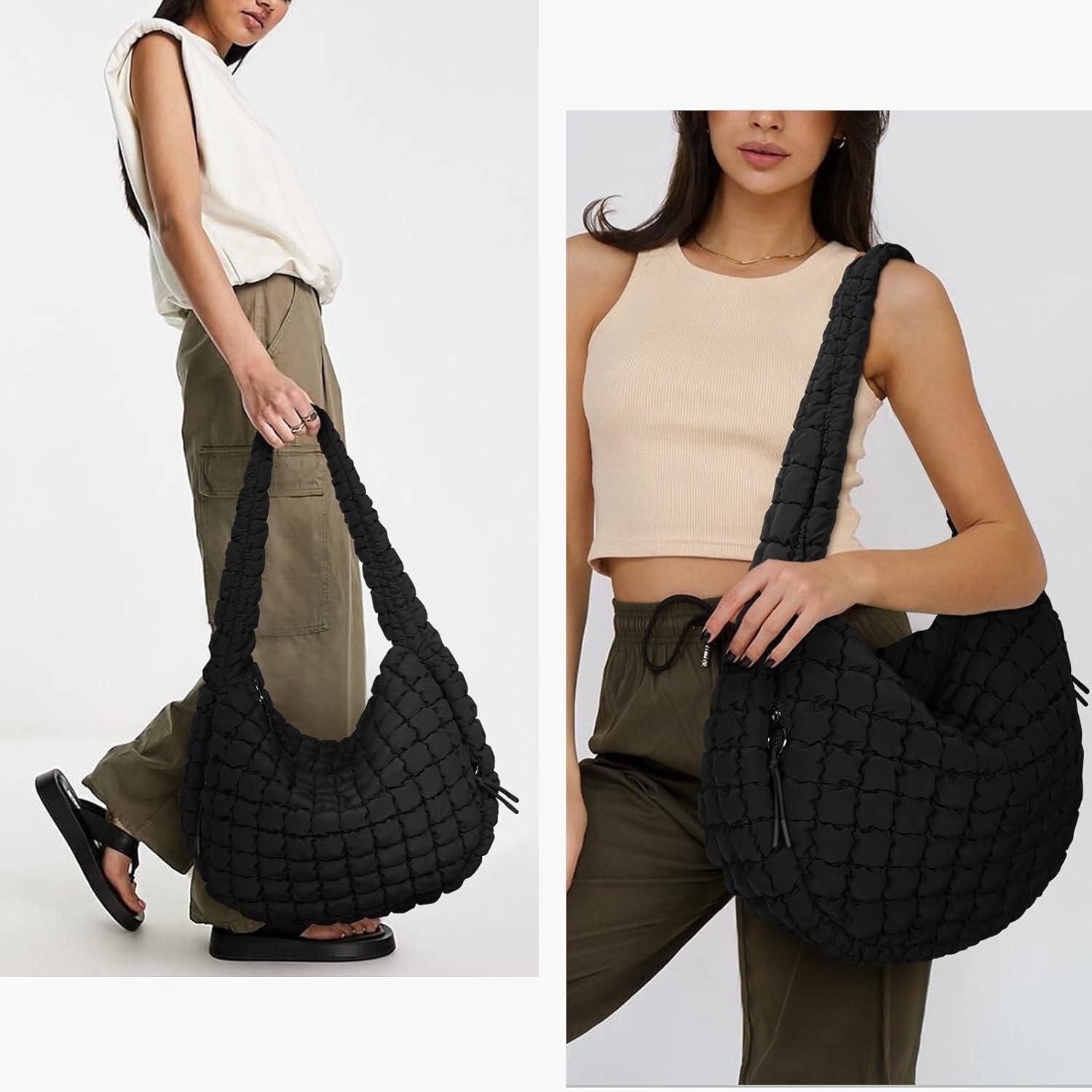 LuxusKollektion Shopper Große gesteppte Puffer Crossbody Handtasche in Baumwolle Blau