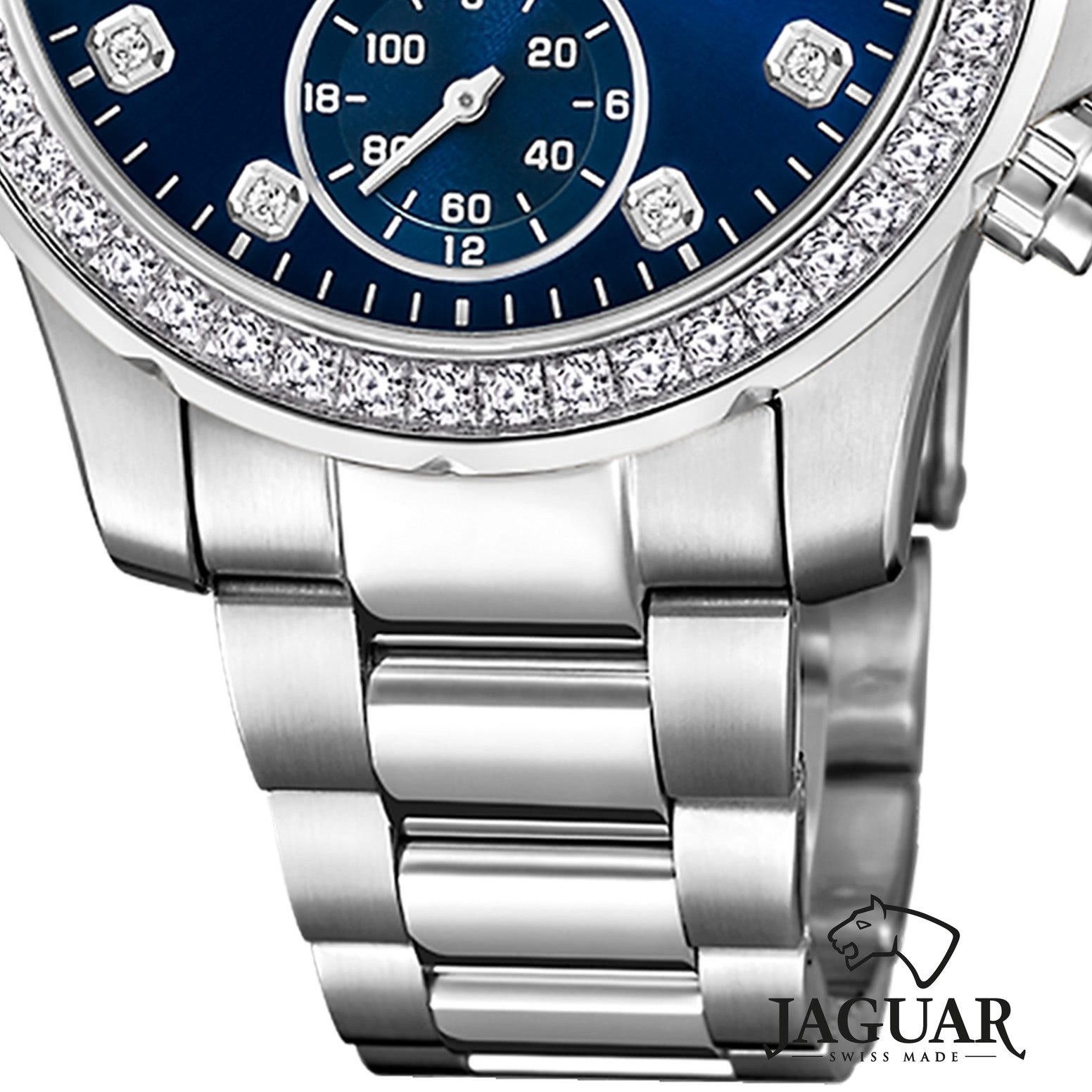 JAGUAR Multifunktionsuhr Jaguar Damenuhr Edelstahl silber Jaguar, (Multifunktionsuhr), Damen Armbanduhr rund, Edelstahlarmband silber