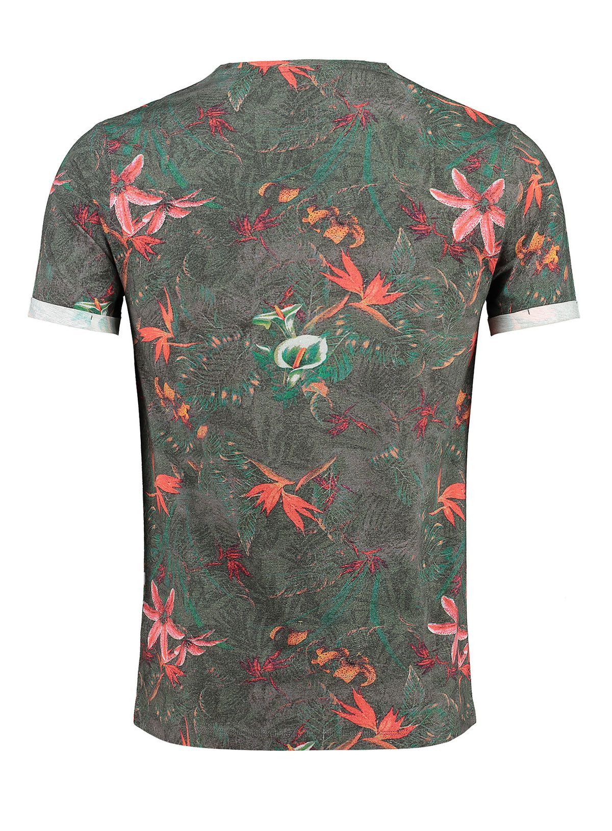 Key Largo T-Shirt Jungles MT00226 Hawaii Look Blumenmuster Rundhalsauschnitt allover Print kurzarm slim fit