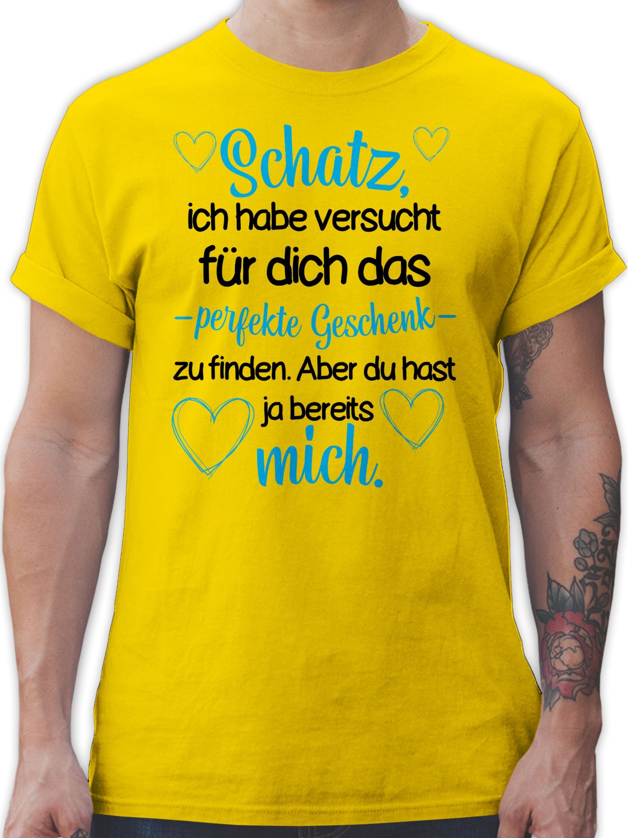 Shirtracer Weihnachten Geschenk T-Shirt Partner Valentinstag finden Valentinstag 3 Geschenke Liebe Partner Gelb Perfekte zu