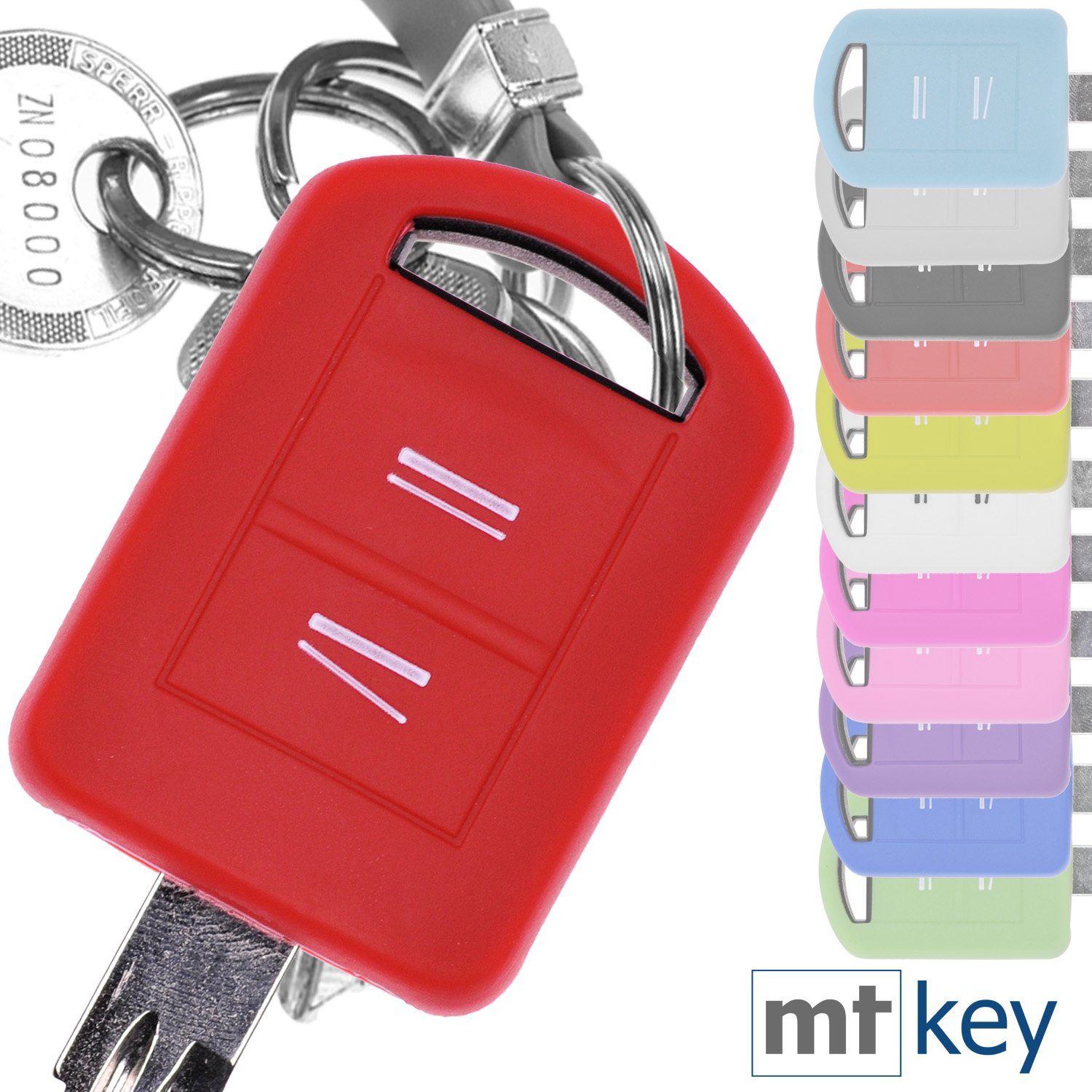mt-key Schlüsseltasche Autoschlüssel Softcase Silikon Schutzhülle Rot, für Opel Combo C Corsa C Meriva A Tigra TwinTop