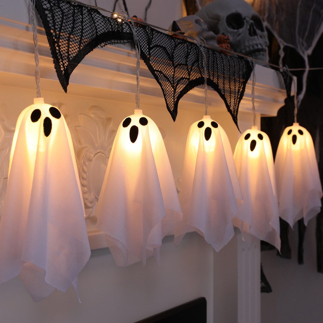 Bomiclss LED-Lichterkette Halloween-Geister-Lichterkette 10 Stück Geister-Halloween-Dekoration, für Urlaub, Halloween Party, Zuhause, Festival-Dekoration – Bild 2 von 5