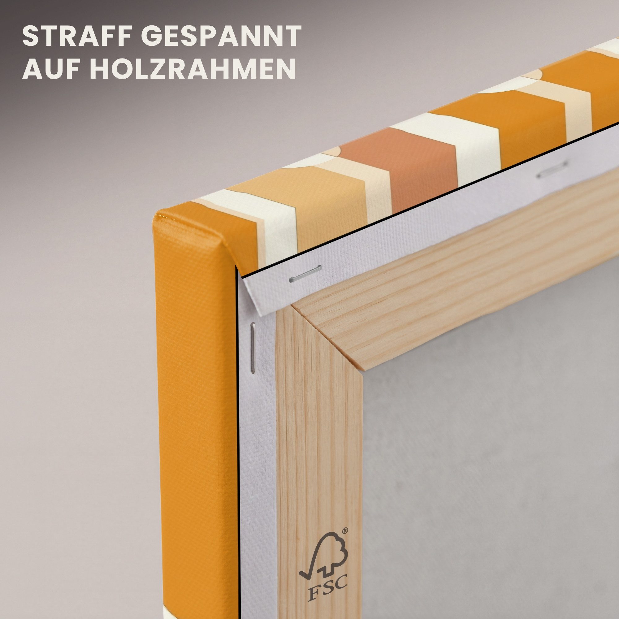 OneMillionCanvasses® Leinwandbild U-förmig - Retro - Orange, Fotodruck (1 St), Leinwand Bilder Klein, Wand Dekoration Aesthetic 30x20 cm – Bild 5 von 5