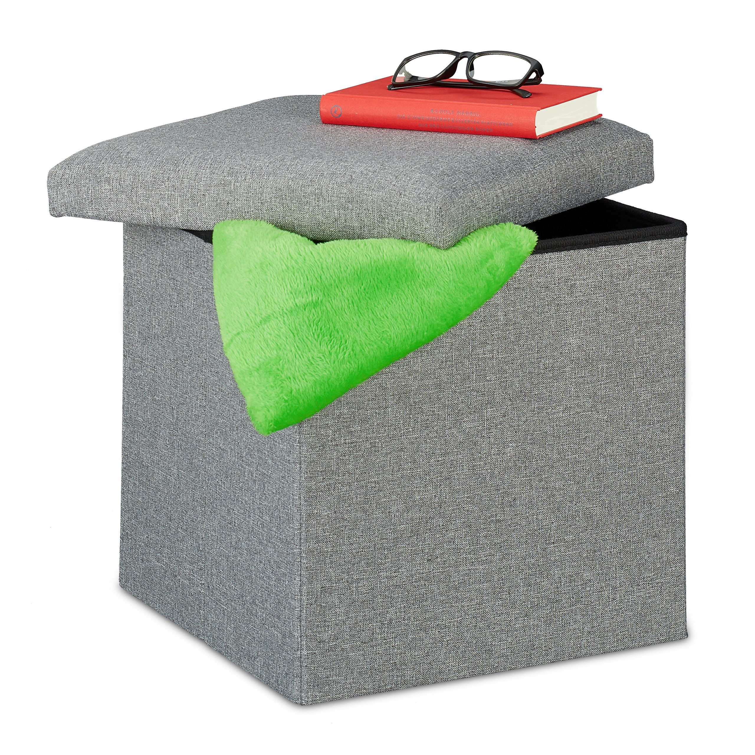 relaxdays Sitzhocker mit Stauraum, Hellgrau günstig online kaufen