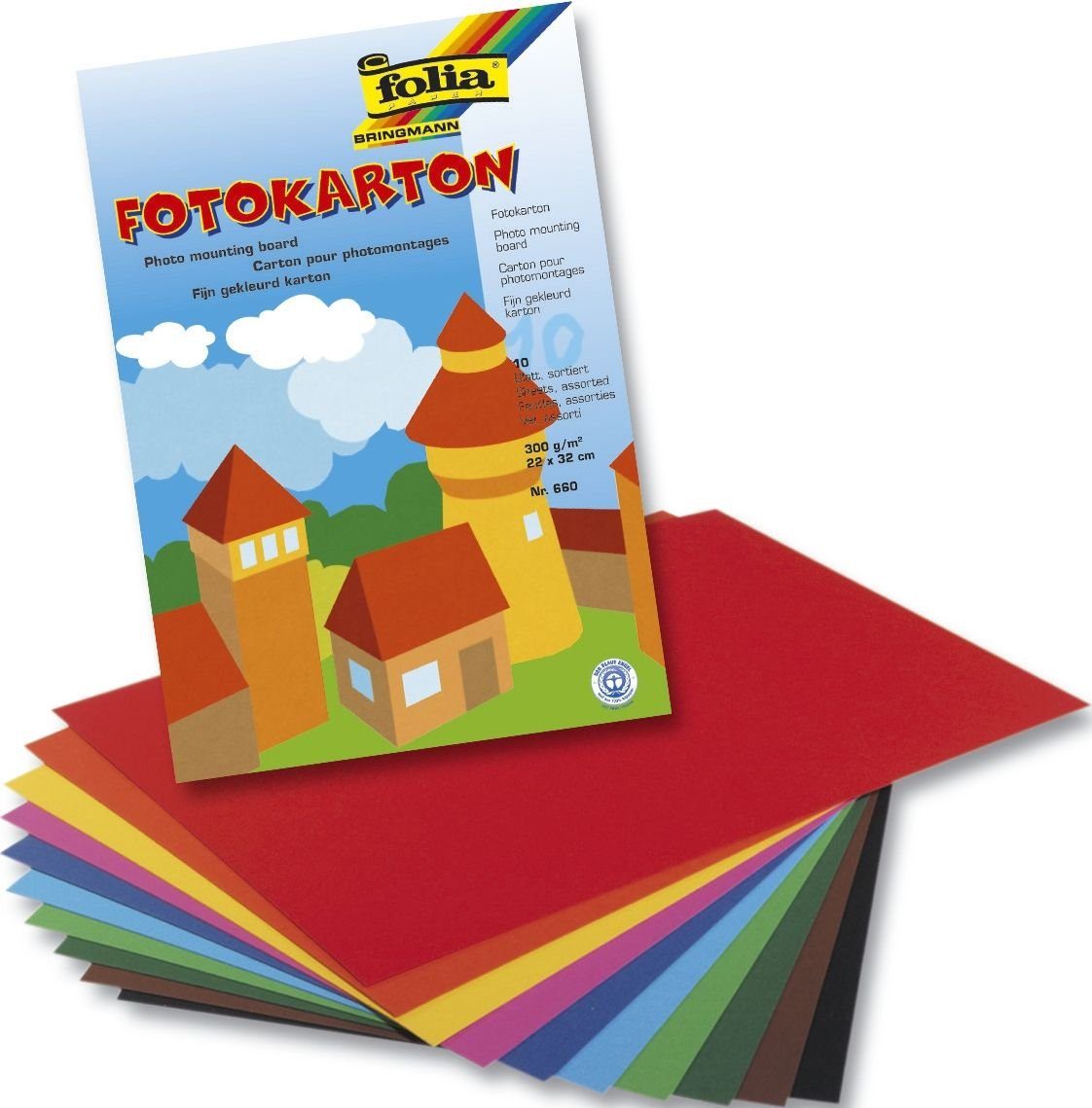 Folia Bastelkartonpapier folia Fotokartonmappe, 220 x 320 mm, farbig sortiert
