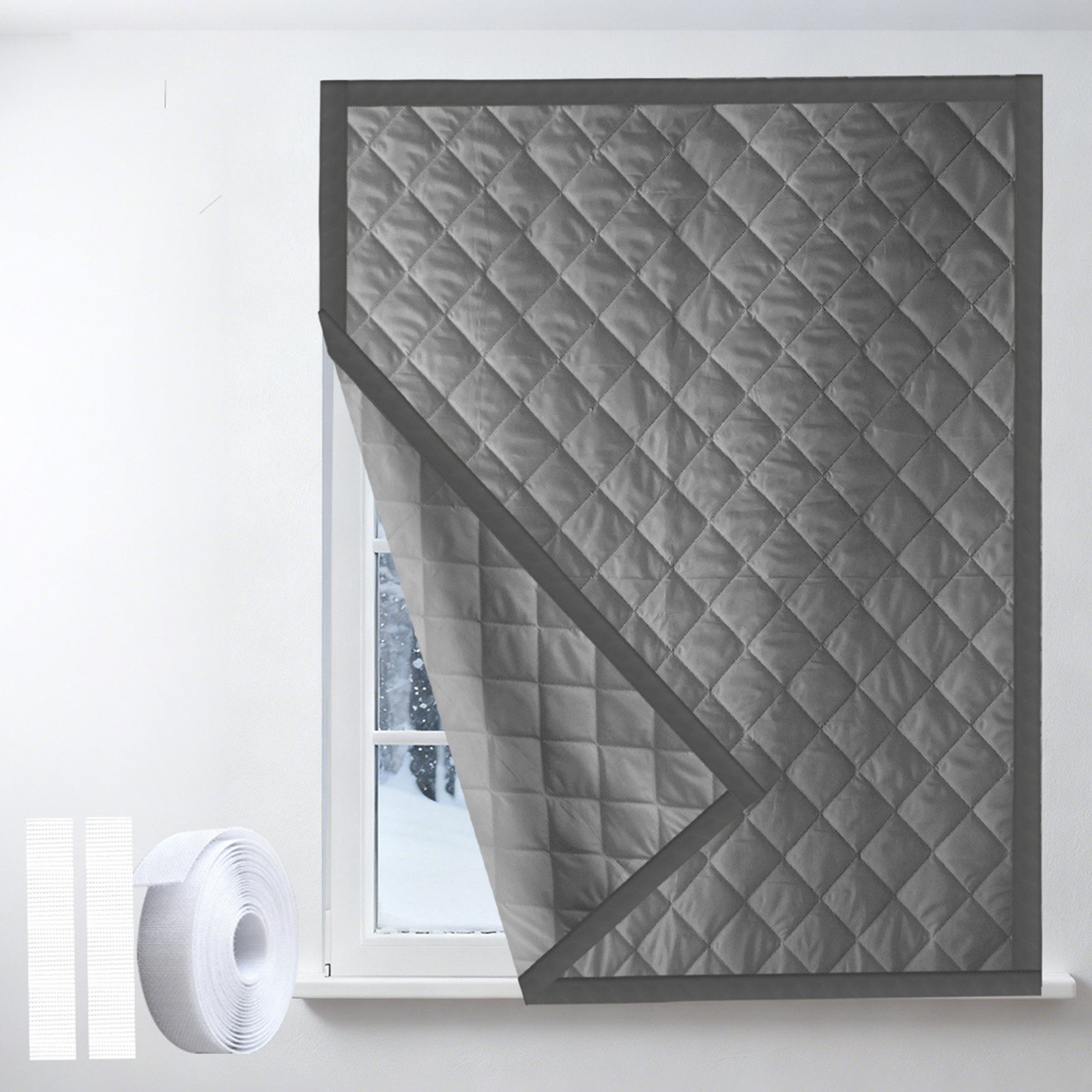 Rosnek Gardine Thermovorhang Fenster Kälteschutz mit Magnetverschluss & Magic Tape, für Wohnzimmer und Schlafzimmer, Winter und Sommer