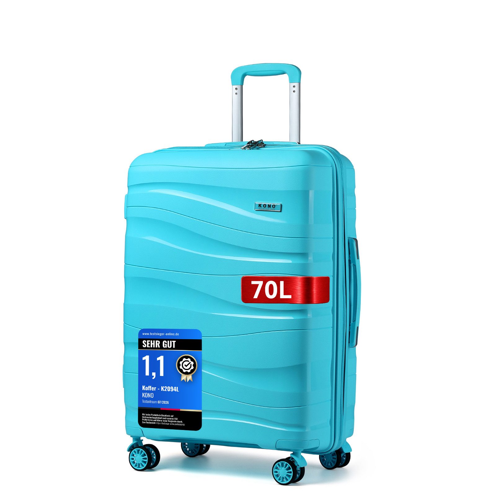 KONO Handgepäck-Trolley Leicht Hartschalenkoffer Reisekoffer mit 4 Rollen und TSA Schloss