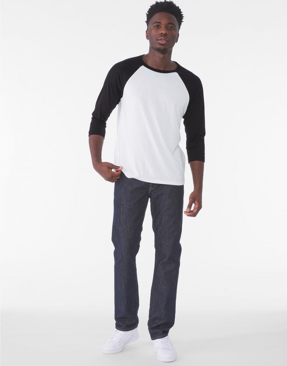 Bella + Canvas Langarmshirt Herren 3 / 4 Sleeve Baseball T-Shirt