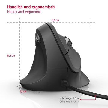 Hama Vertikale ergonomische Linkshändermaus kabelgebunden EMC-500L Maus