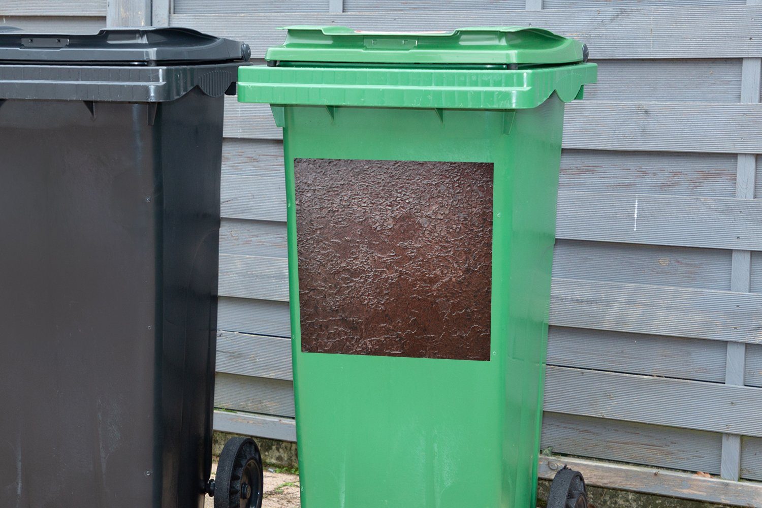 Abfalbehälter Mülltonne, (1 Wandsticker Metall Industriell St), Mülleimer-aufkleber, - Rost Sticker, - MuchoWow Container,