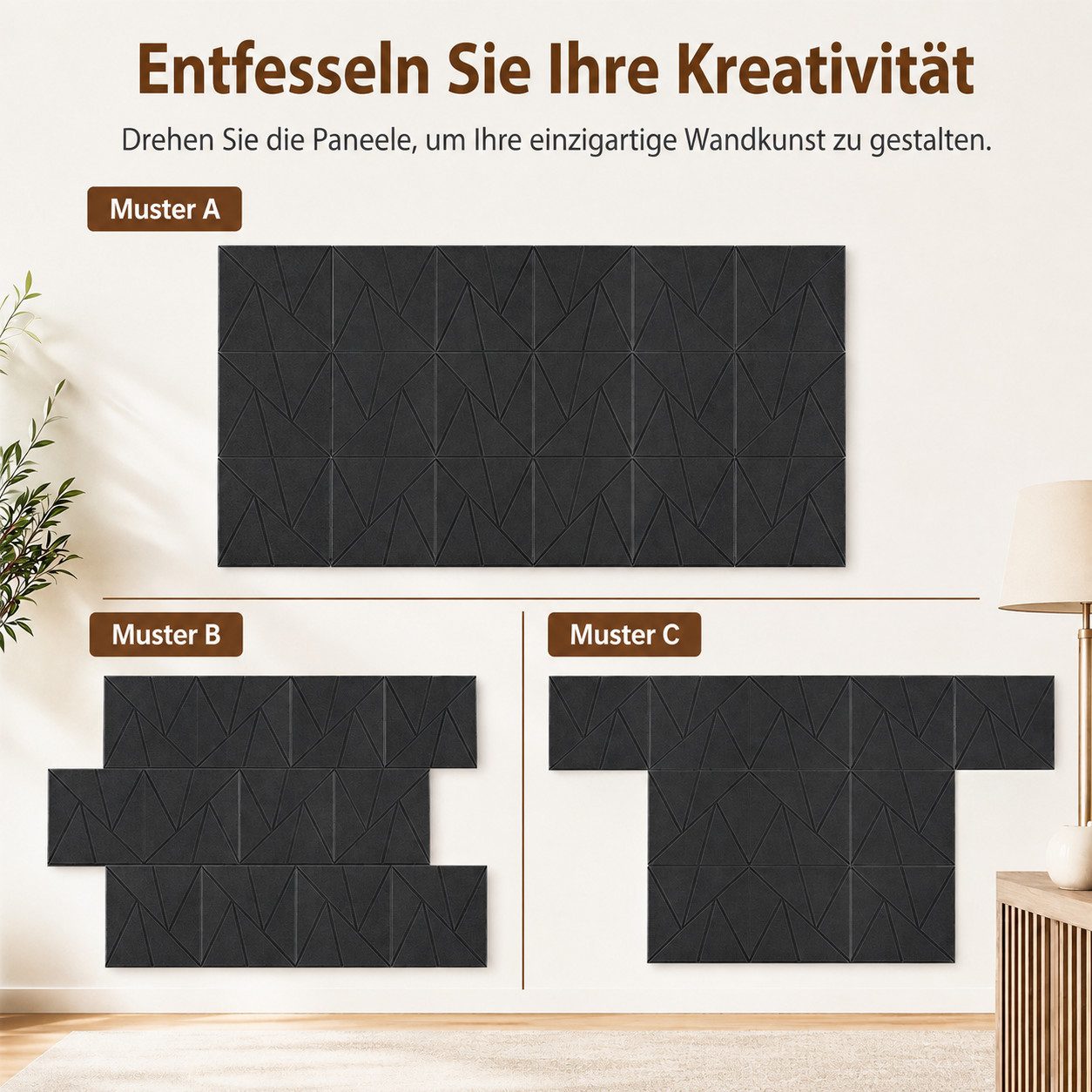 BlingBin Akustikplatte 12 Stück Selbstklebend Quadratische Schallschutz Wand,Schallabsorber, (12er Set, 12-St., 30x30x0,9cm), Akustikplatten Für Schalldämmung W – Bild 4 von 5