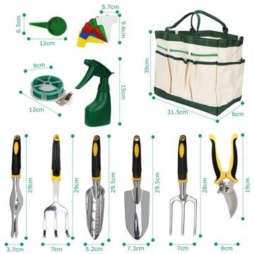 Bettizia Gartenpflege-Set Gartenpflege-Set Gartenwerkzeugset Balkonset, 12-teilig mit Tasche, Werkzeugtasche Einpflanzhilfe Grabwerkzeug